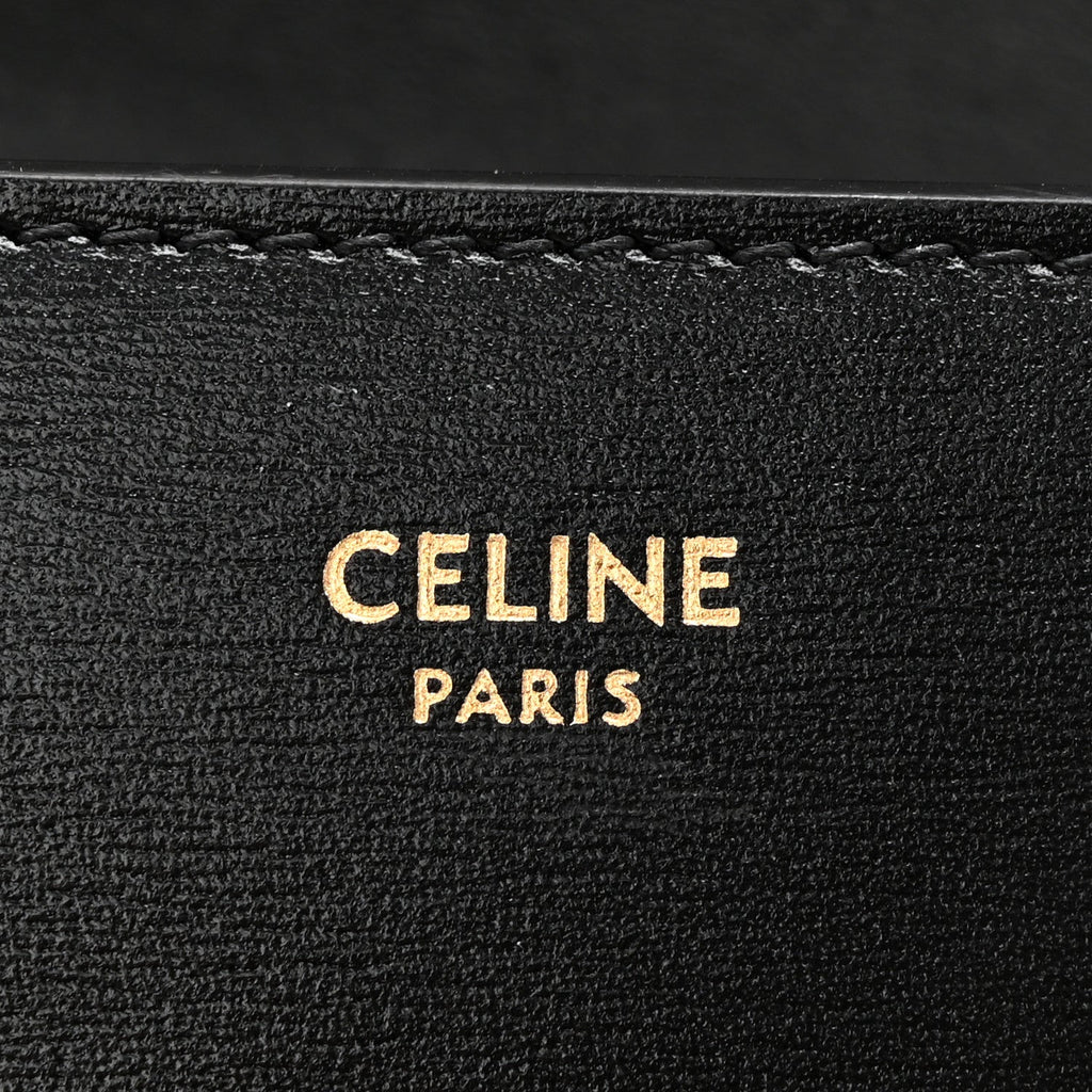 Shiny Calfskin Triomphe Margo Wallet on Chain Black