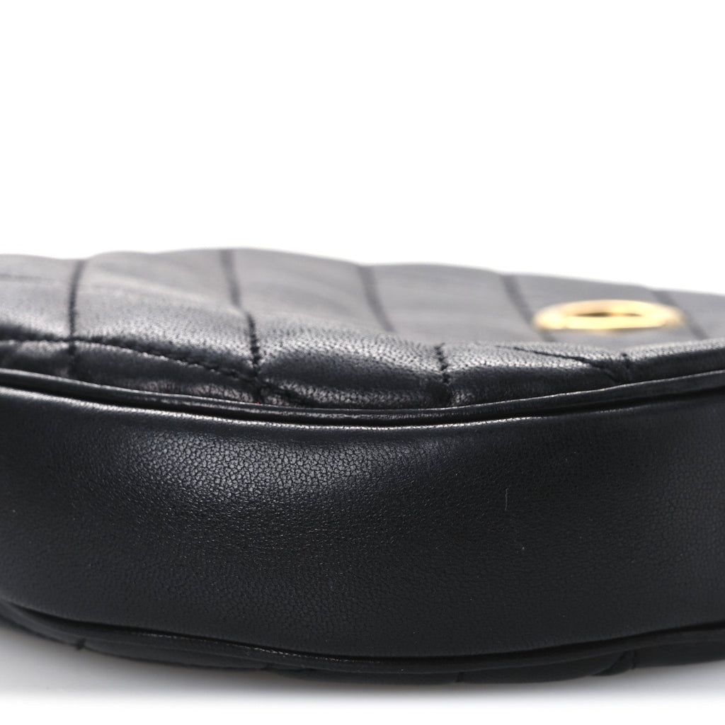 Lambskin Quilted Round Le Maillon Round Tassel Chain Crossbody Bag Black