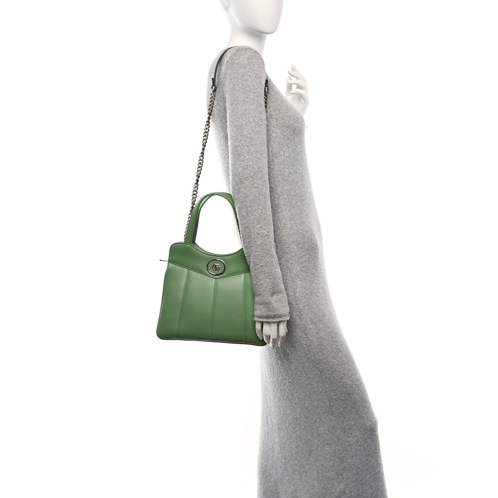 Senna Calfskin Petite GG Small Tote Bag Green Soil Grass
