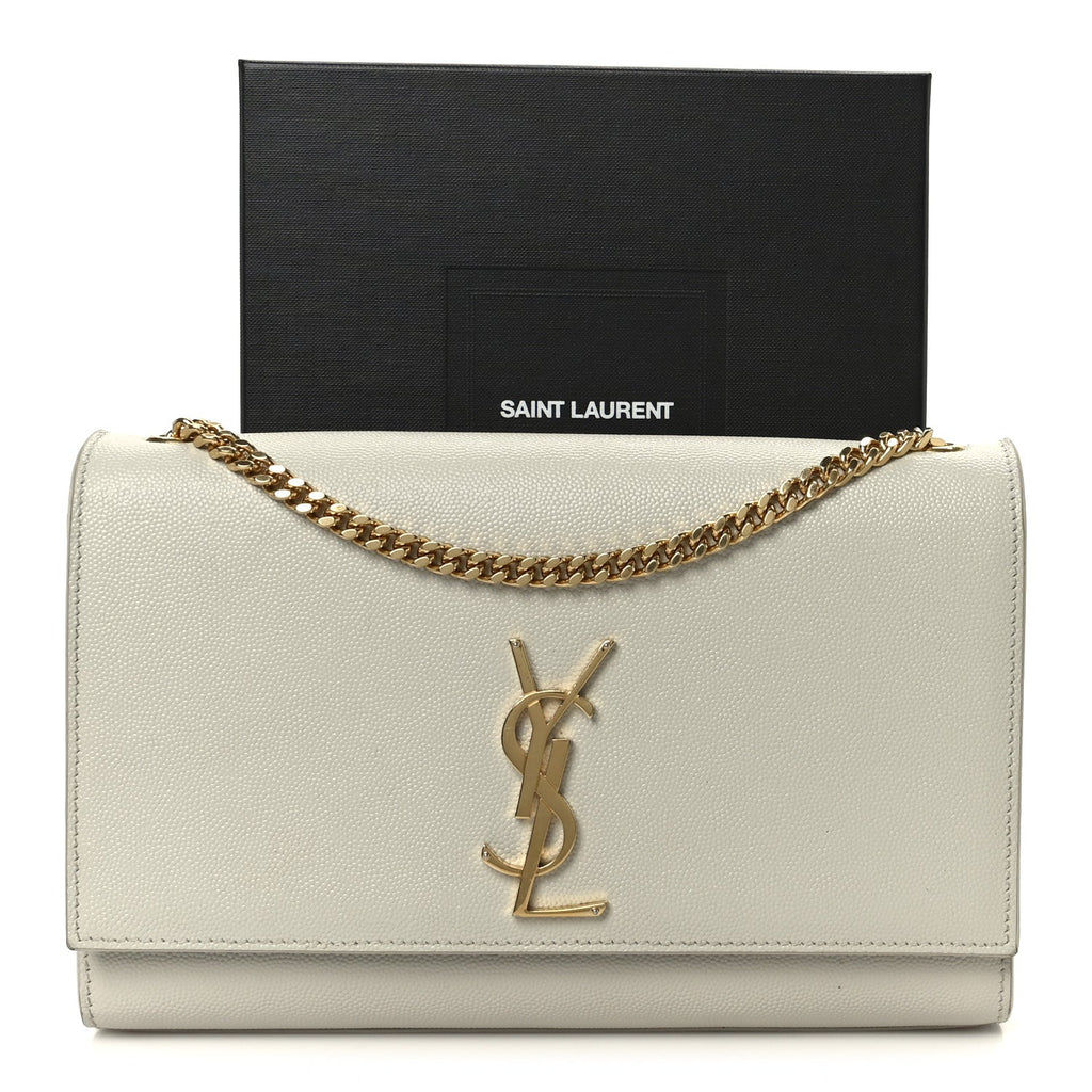 Grain De Poudre Medium Classic Monogram Kate Satchel Crema Soft