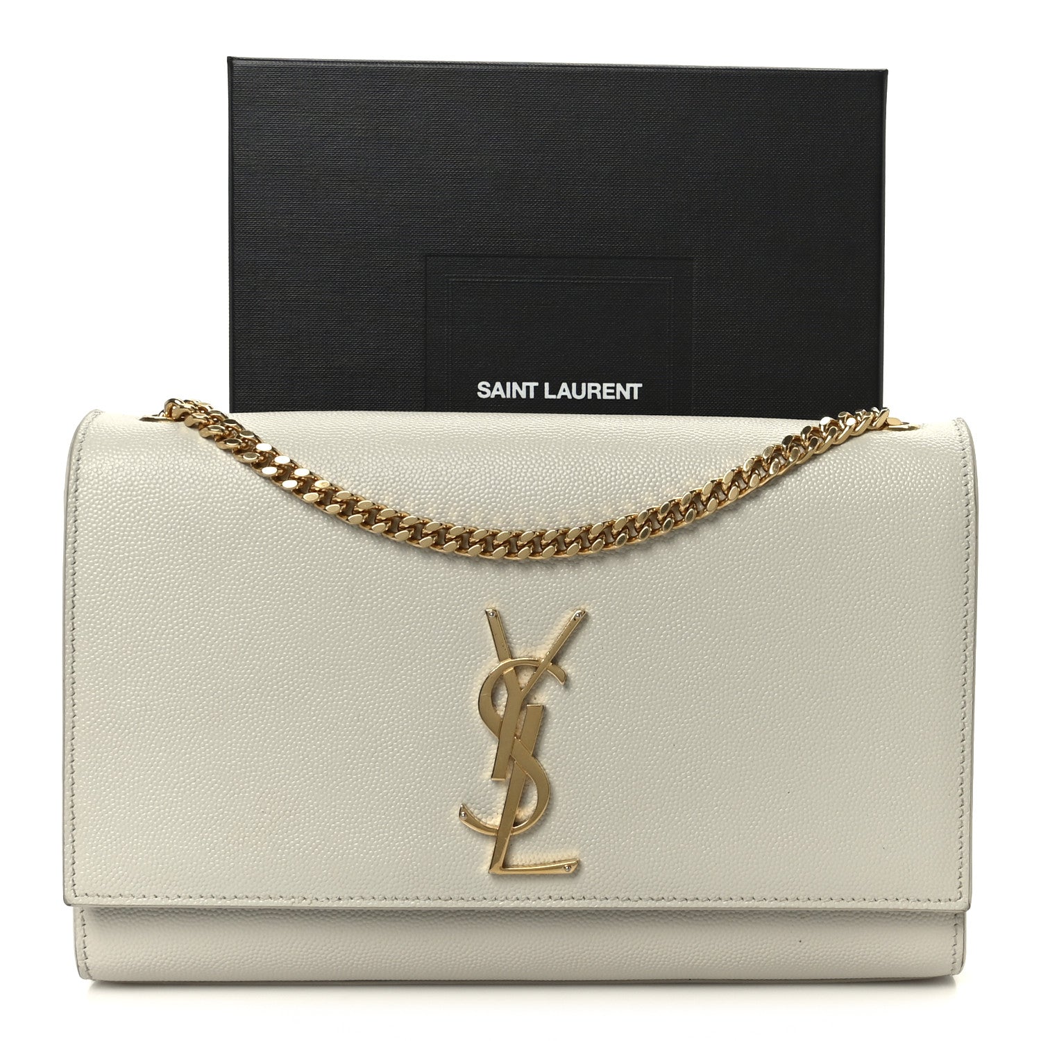 Grain De Poudre Medium Classic Monogram Kate Satchel Crema Soft