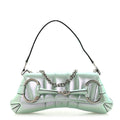 Iridescent Nappa Vertical Matelasse Medium Maxi Horsebit Chain Shoulder Bag Iridescent Salvy Green