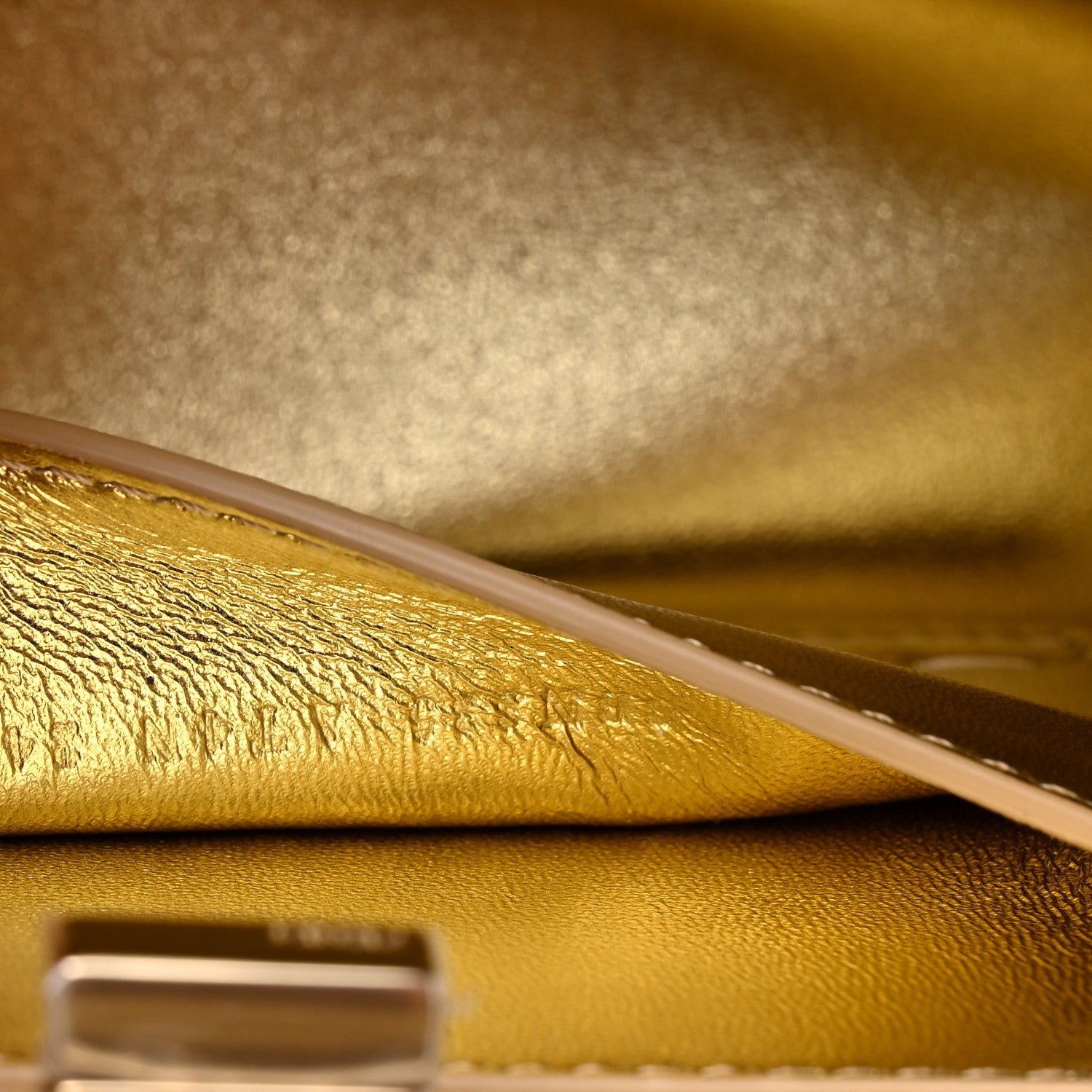 Crystal Vitello Laminato FF Petite Peekaboo I SEE U Satchel Crystal Platinum Light Gold