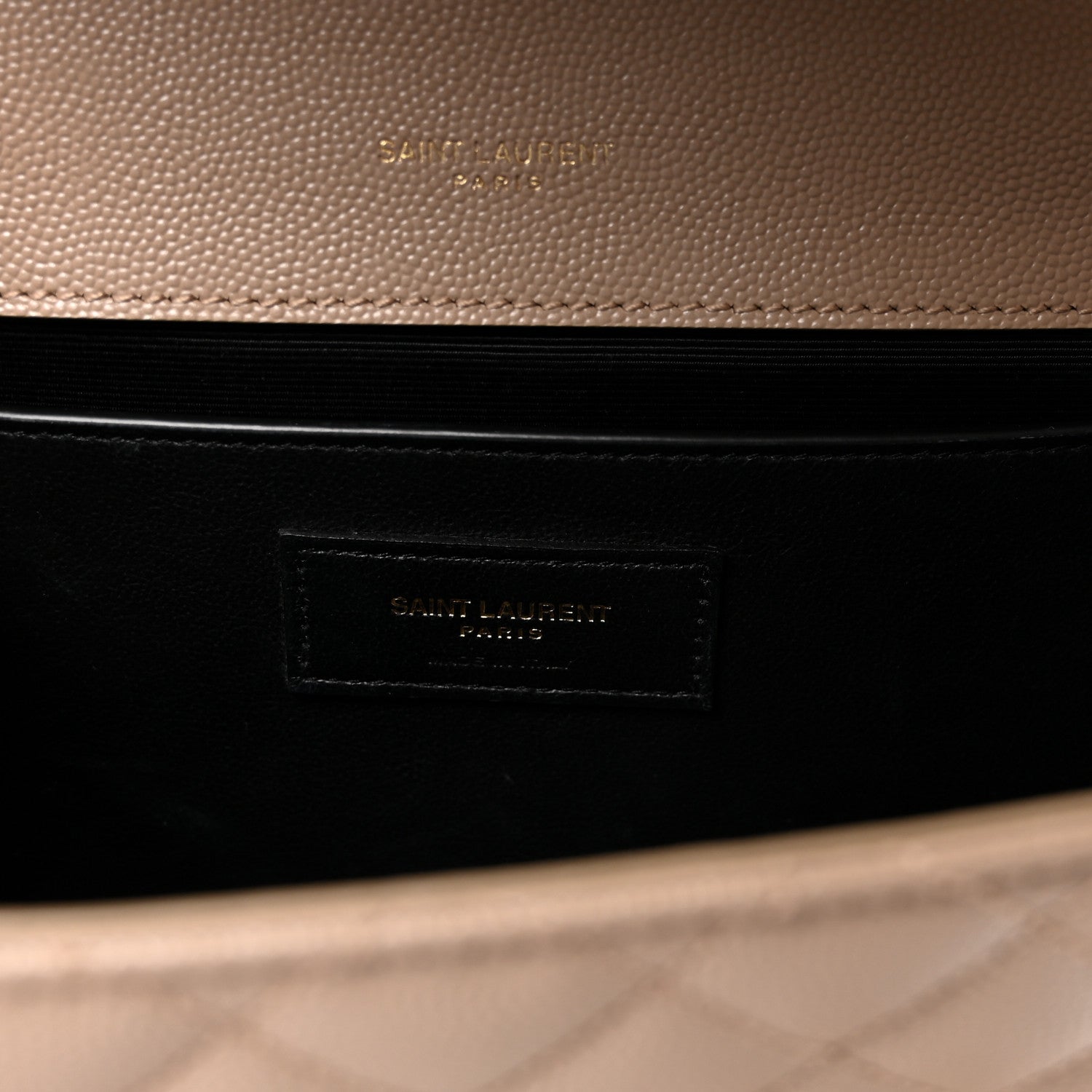 Grain De Poudre Textured Mixed Matelasse Medium Triquilt Monogram Satchel Dark Beige