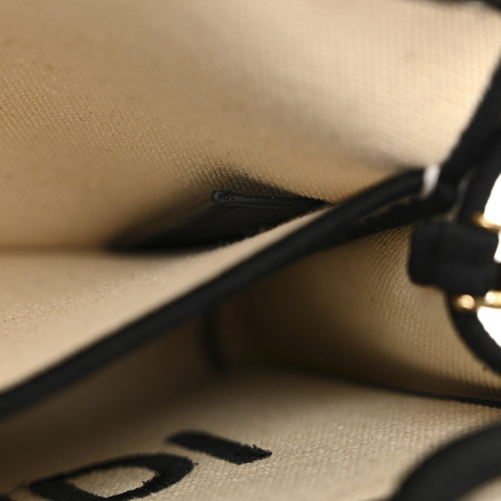 Fabric Jacquard Mini Roma Shopper Tote Natural Black