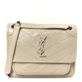 Crinkled Calfskin Matelasse Monogram Baby Niki Chain Satchel Crema Soft