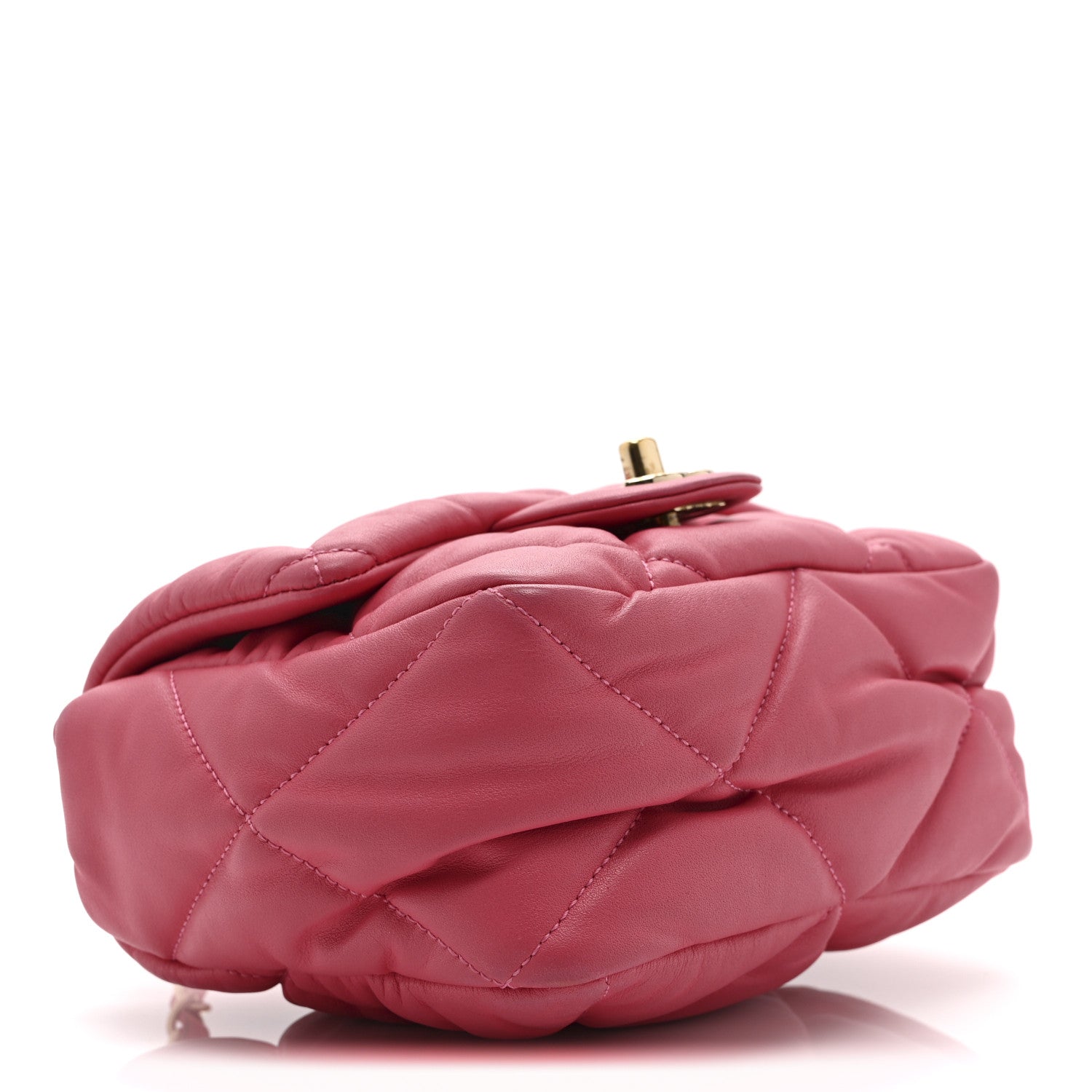 Calfskin Quilted Mini Square Bubbly Flap Pink