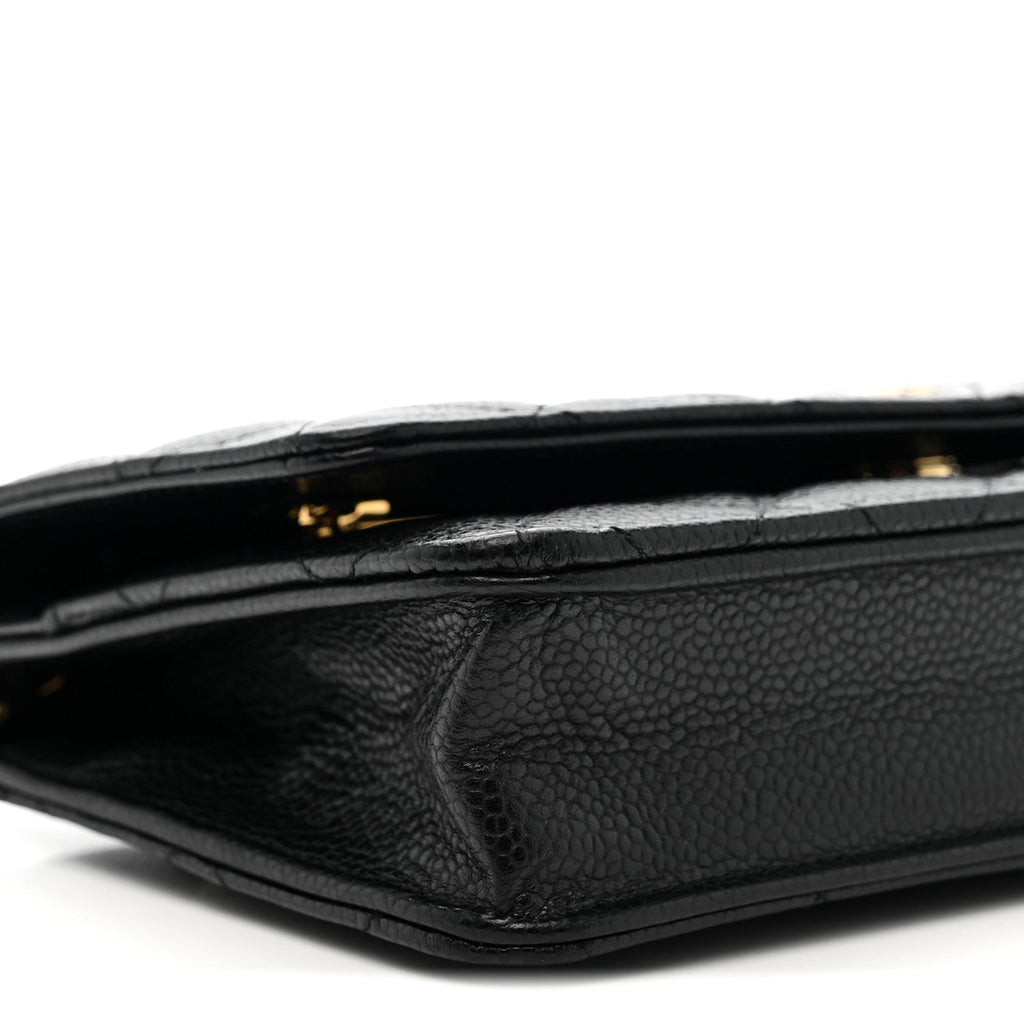 Caviar Quilted Wallet on Chain WOC Black