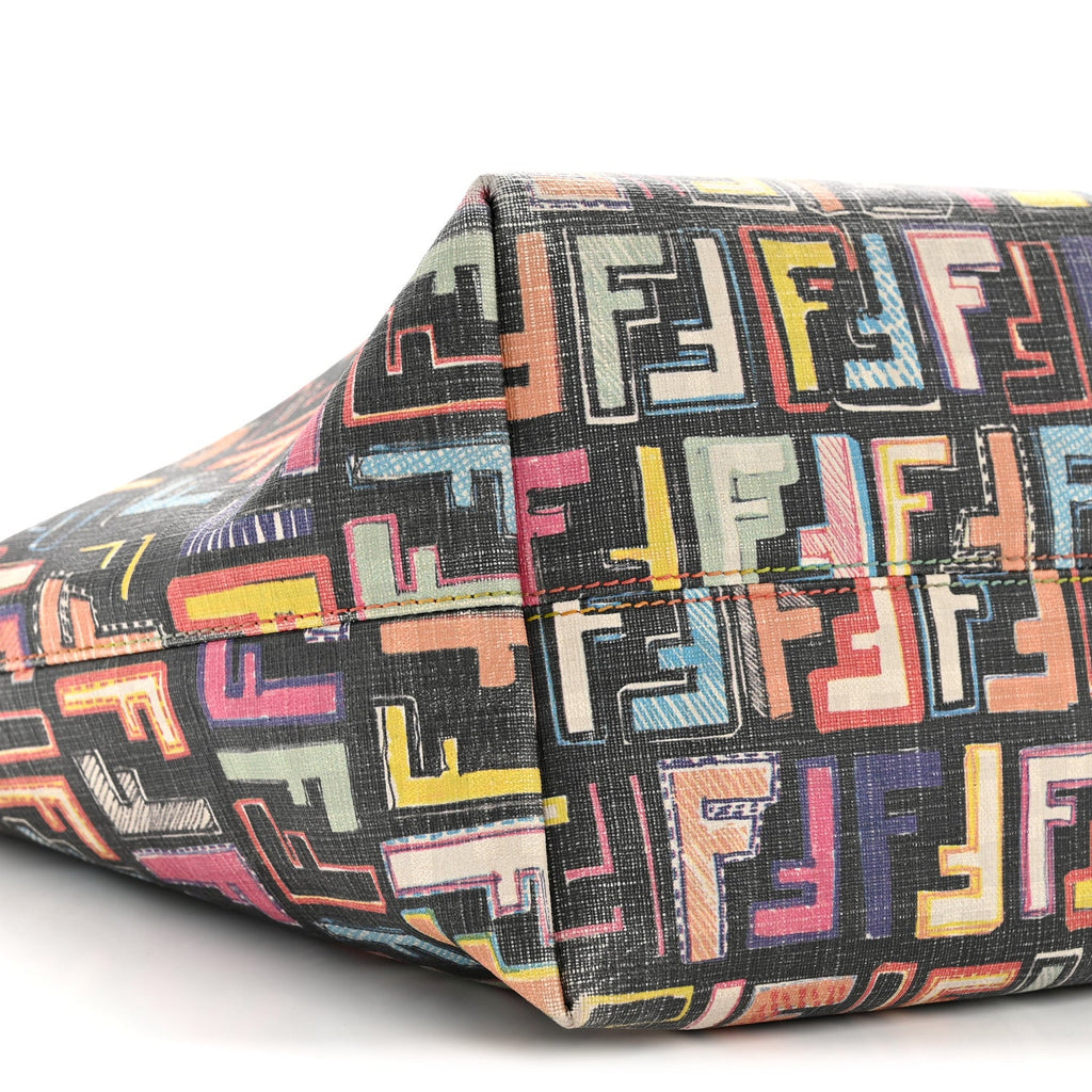 Zucca Spalmati Patent Zucchino Screen Print Medium Roll Tote Tobacco Multicolor Black