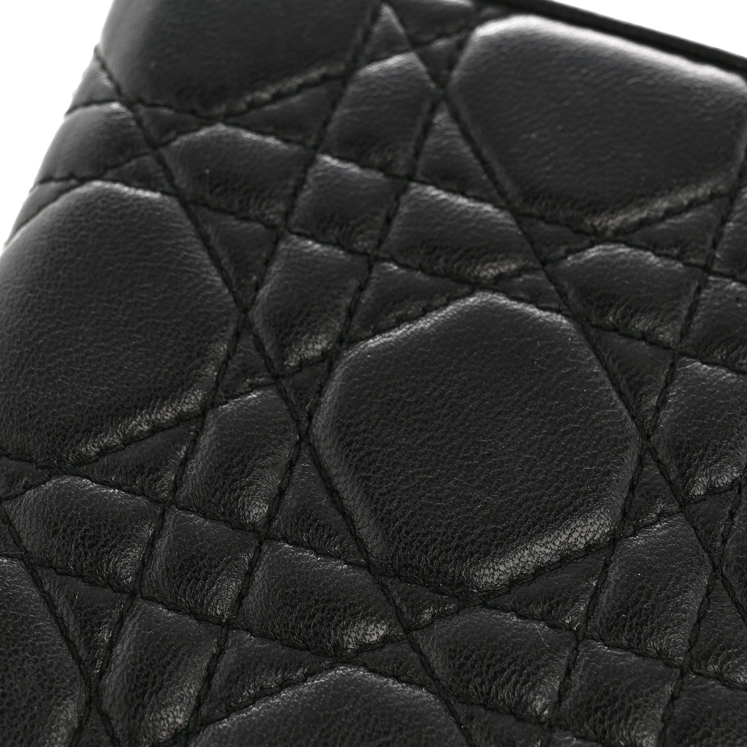 Lambskin Cannage Bi-Color Lady Dior Flap  Holder Black Pink