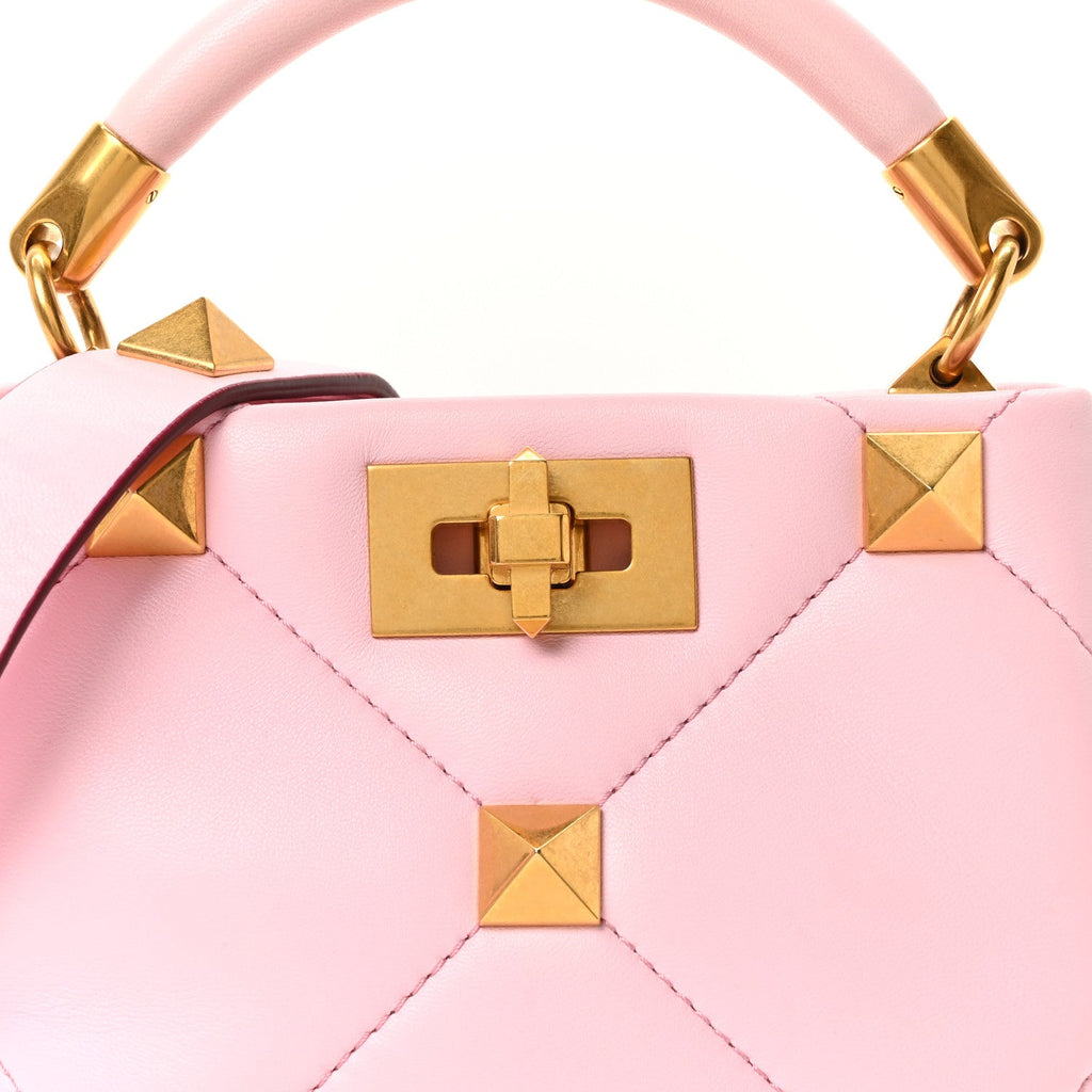 Nappa Mini Roman Stud The Handle Bag Pink Borealis