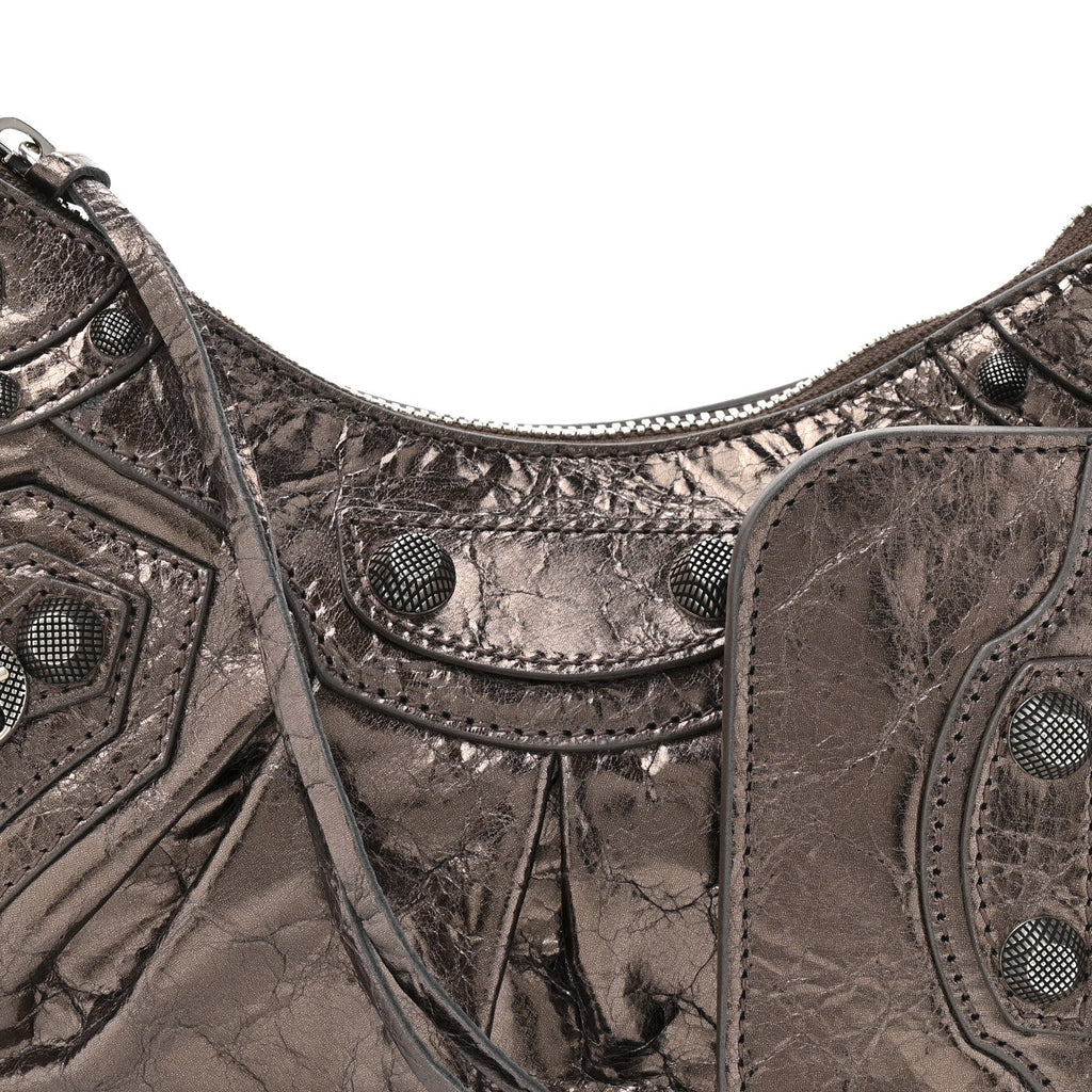 Metallic Agneau Arena Le Cagole Shoulder Bag XS Dark Bronze