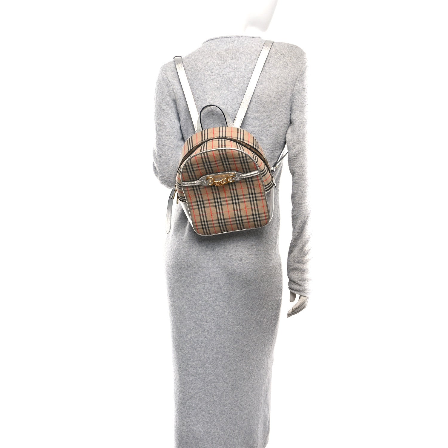 Smooth Calfskin 1983 Knight Check Link Backpack Silver