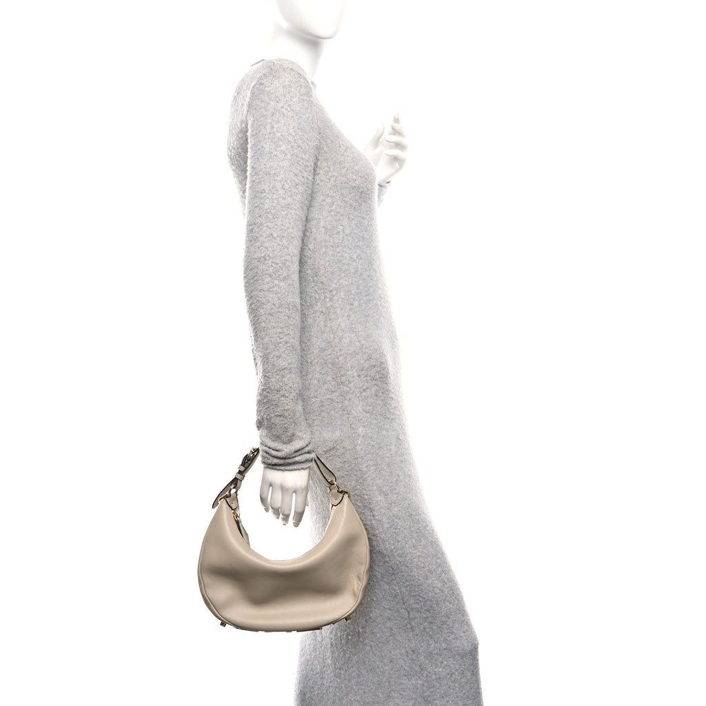 Vitello Grace Matte Small Fendigraphy Hobo Bag Nuvola