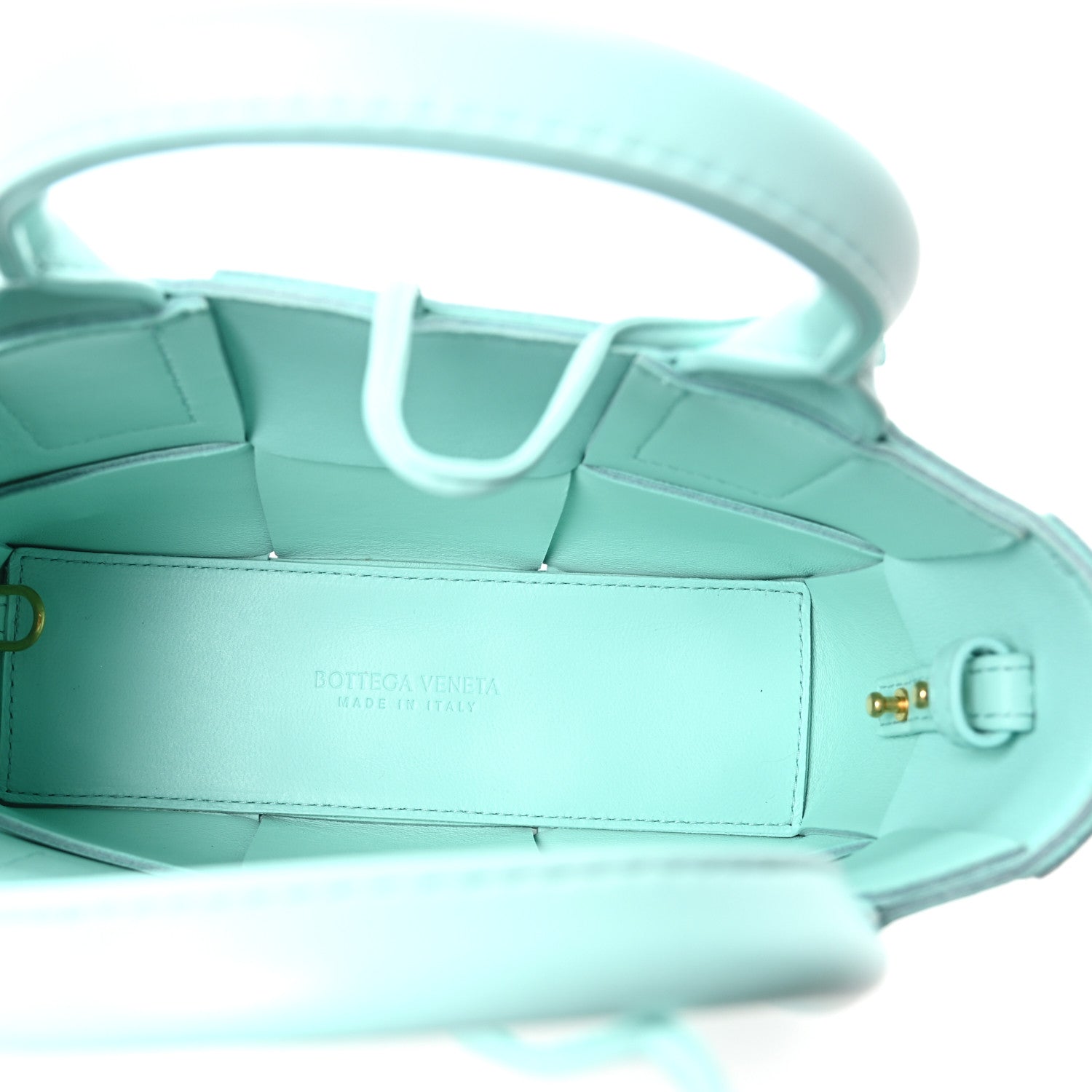 Grained Calfskin Maxi Intrecciato Small Arco Tote Pale Blue