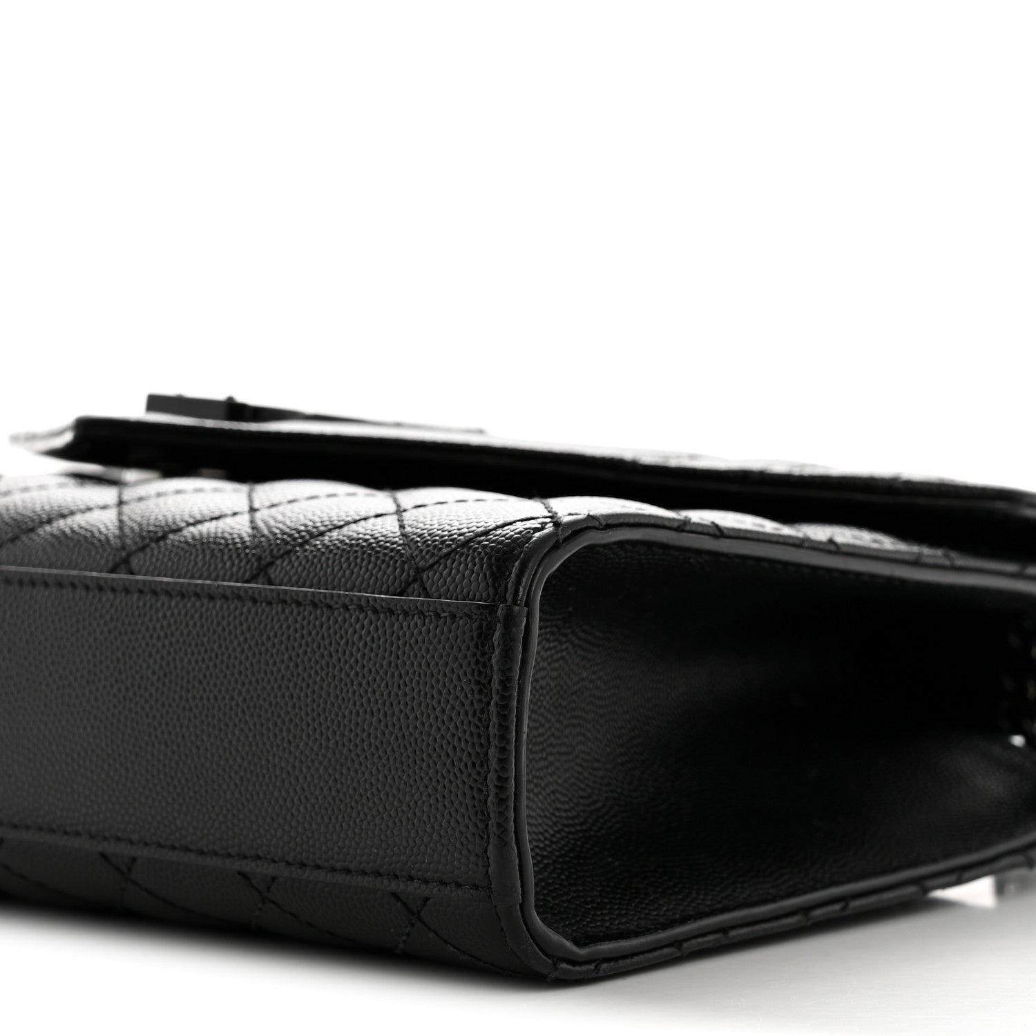 Grain De Poudre Textured Mixed Matelasse Triquilt Medium Monogram Monochrome Satchel Black