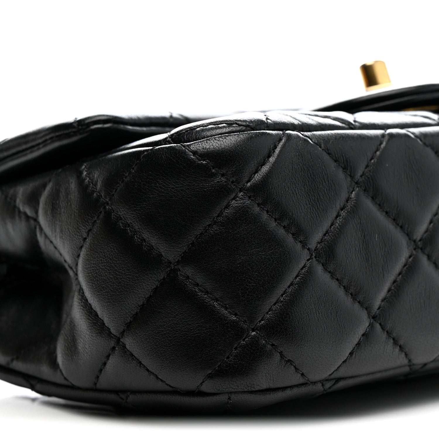 Lambskin Quilted Mini Rectangular Pearl Crush Flap Black