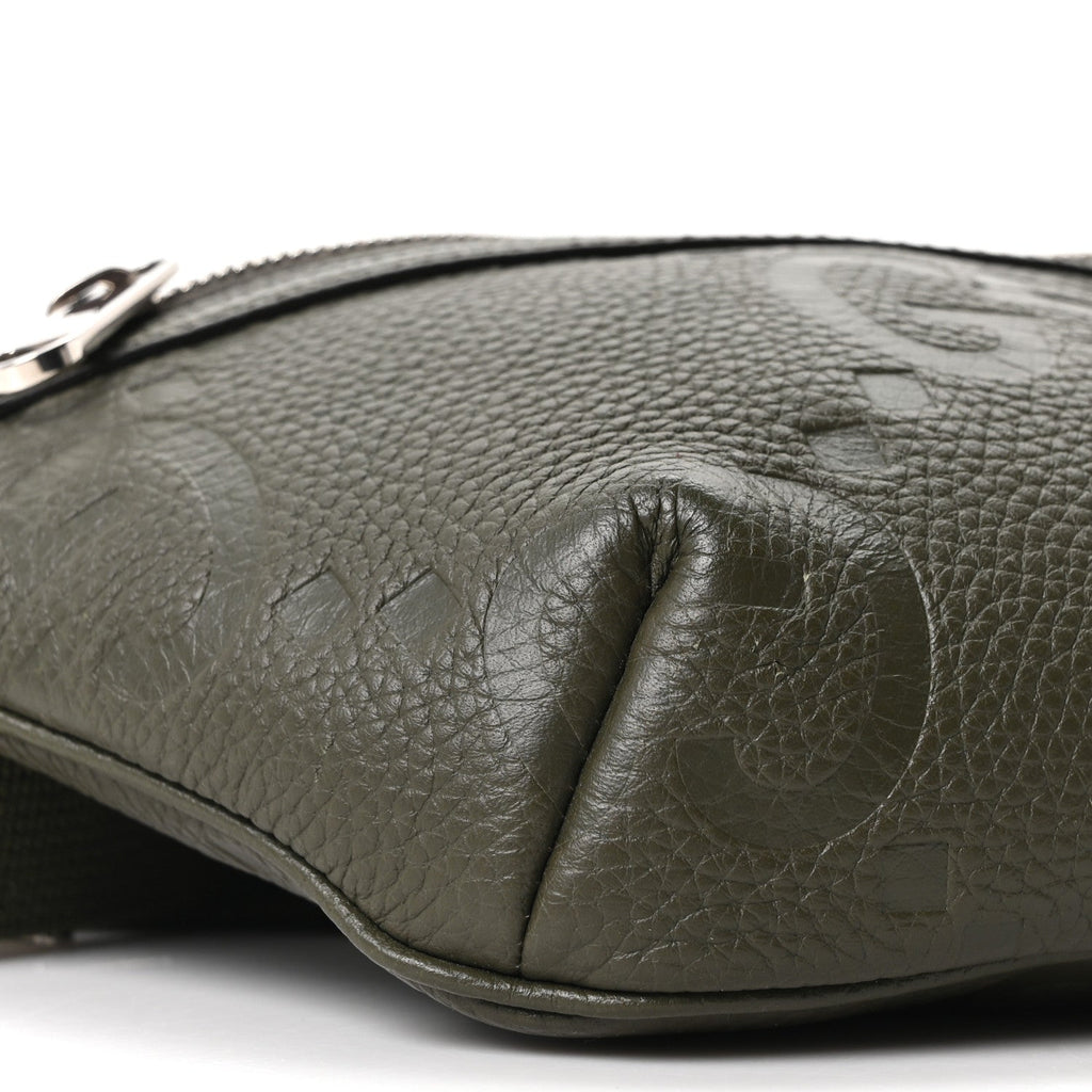Piuma Calfskin Jumbo GG Embossed Small Belt Bag Dark Green