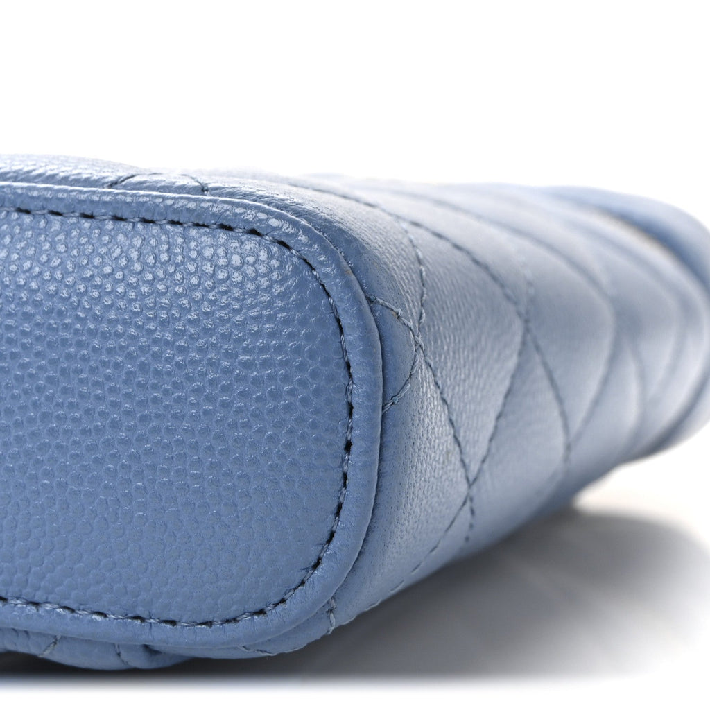 Caviar Quilted Phone Holder With Chain Blue