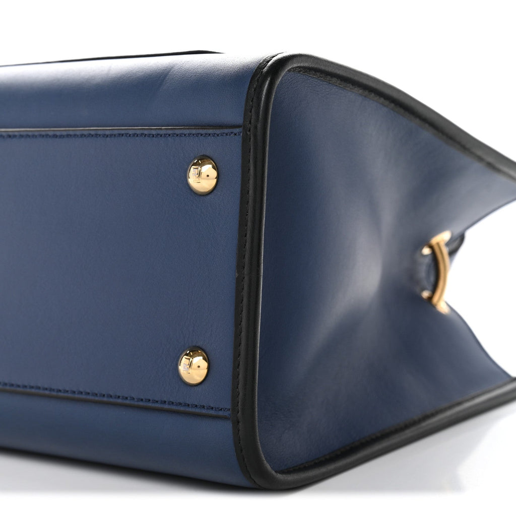 Vitello Century Opaco F is Fendi Bi-Color Small Runaway Satchel Blue Black