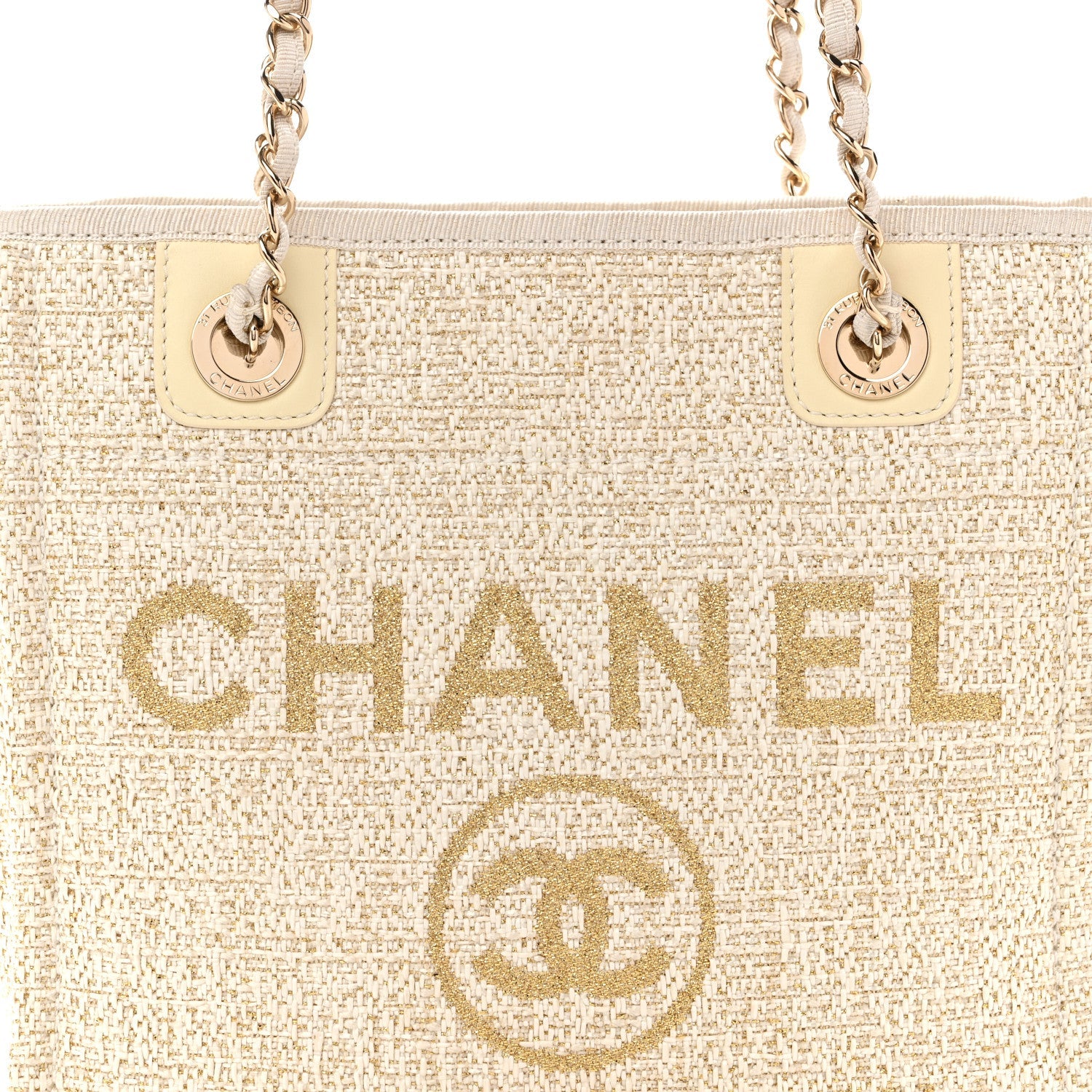 Lurex Boucle Mini Deauville Tote White