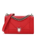 Grained Calfskin Small Diorama Flap Bag Red