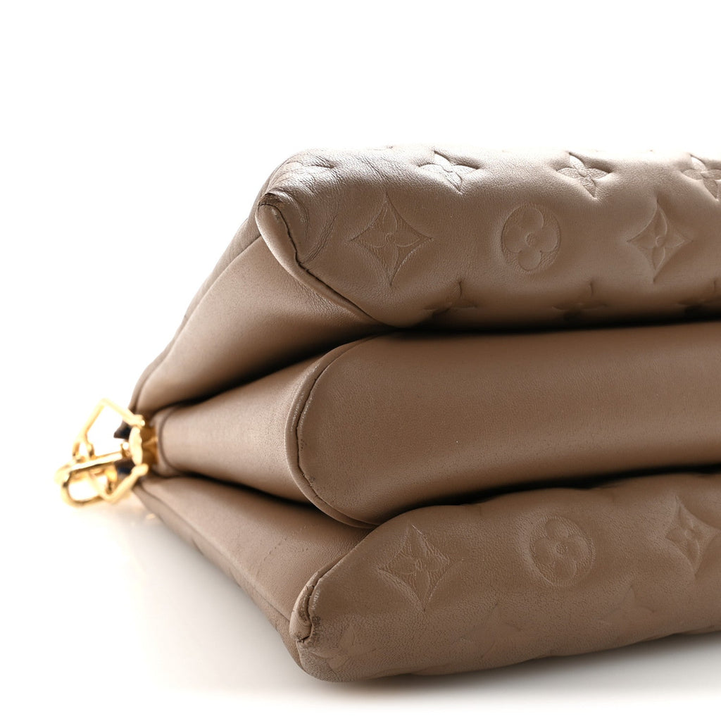 Lambskin Embossed Monogram Coussin MM  Taupe