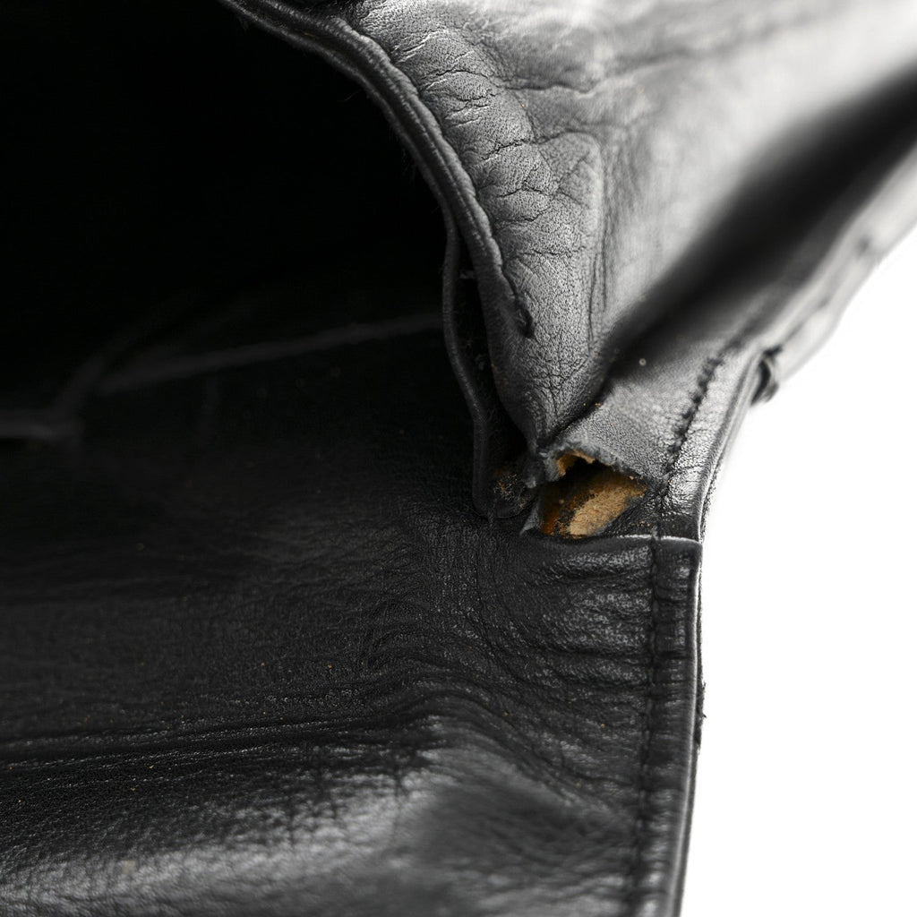 Lambskin Stitched Briefcase Bag Black