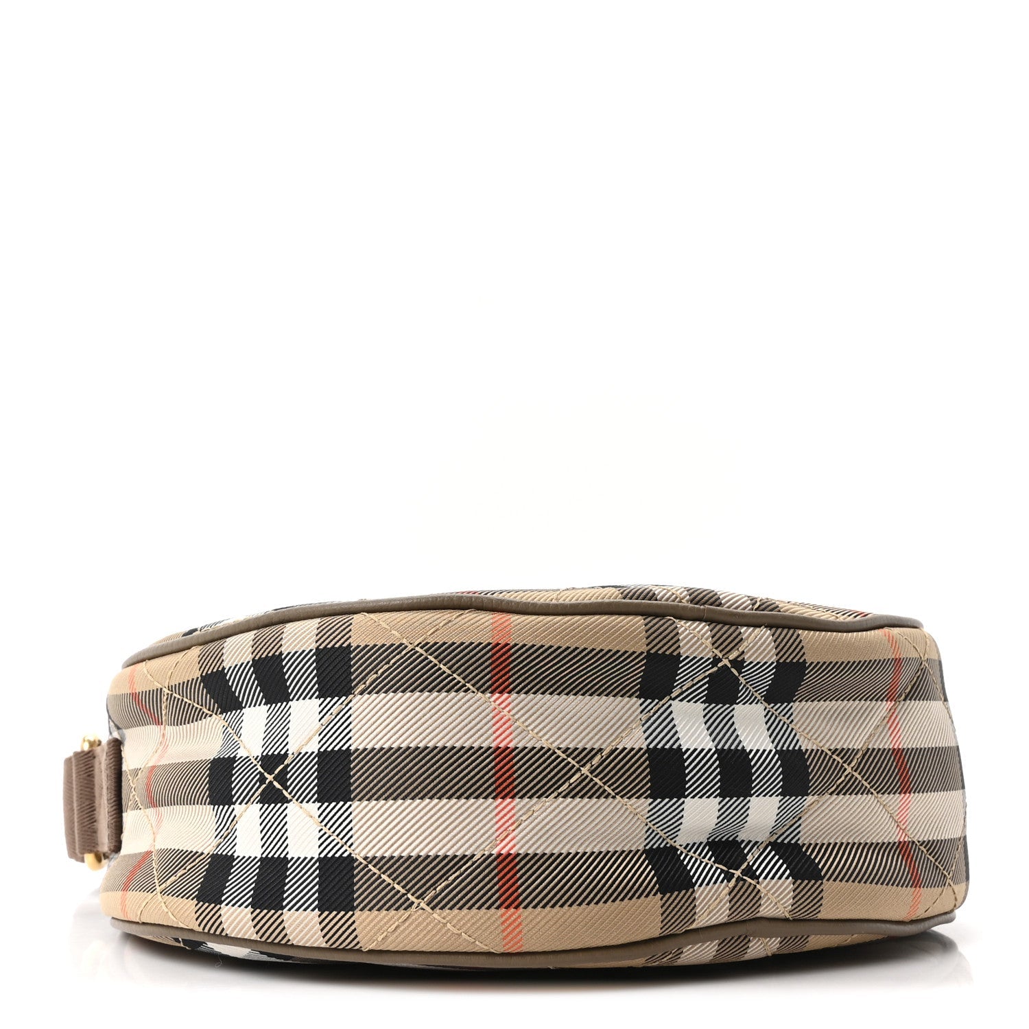 Nylon Check Horseshoe Crossbody Bag Sand Beige