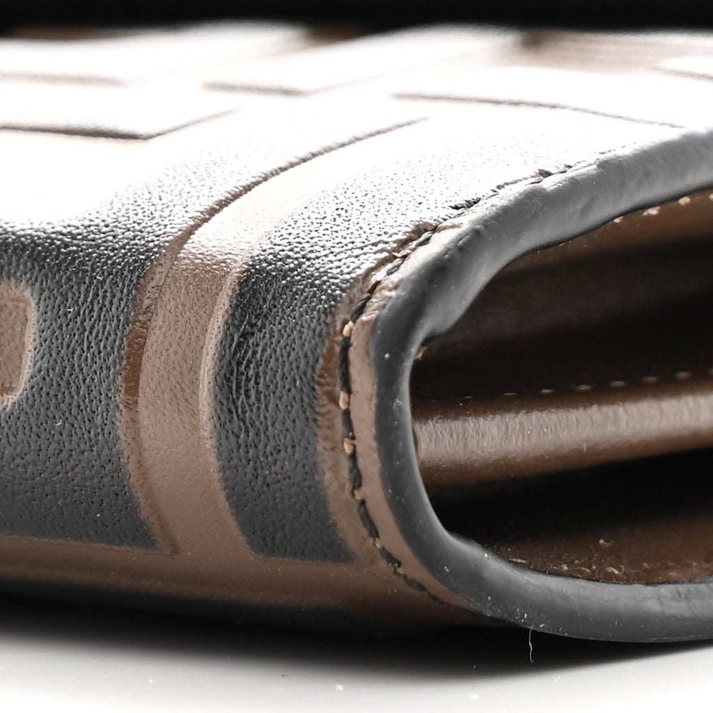 Vitello Soft F is Fendi Bi-Color FF 1974 Embossed Continental Envelope Wallet On Chain Maya Black