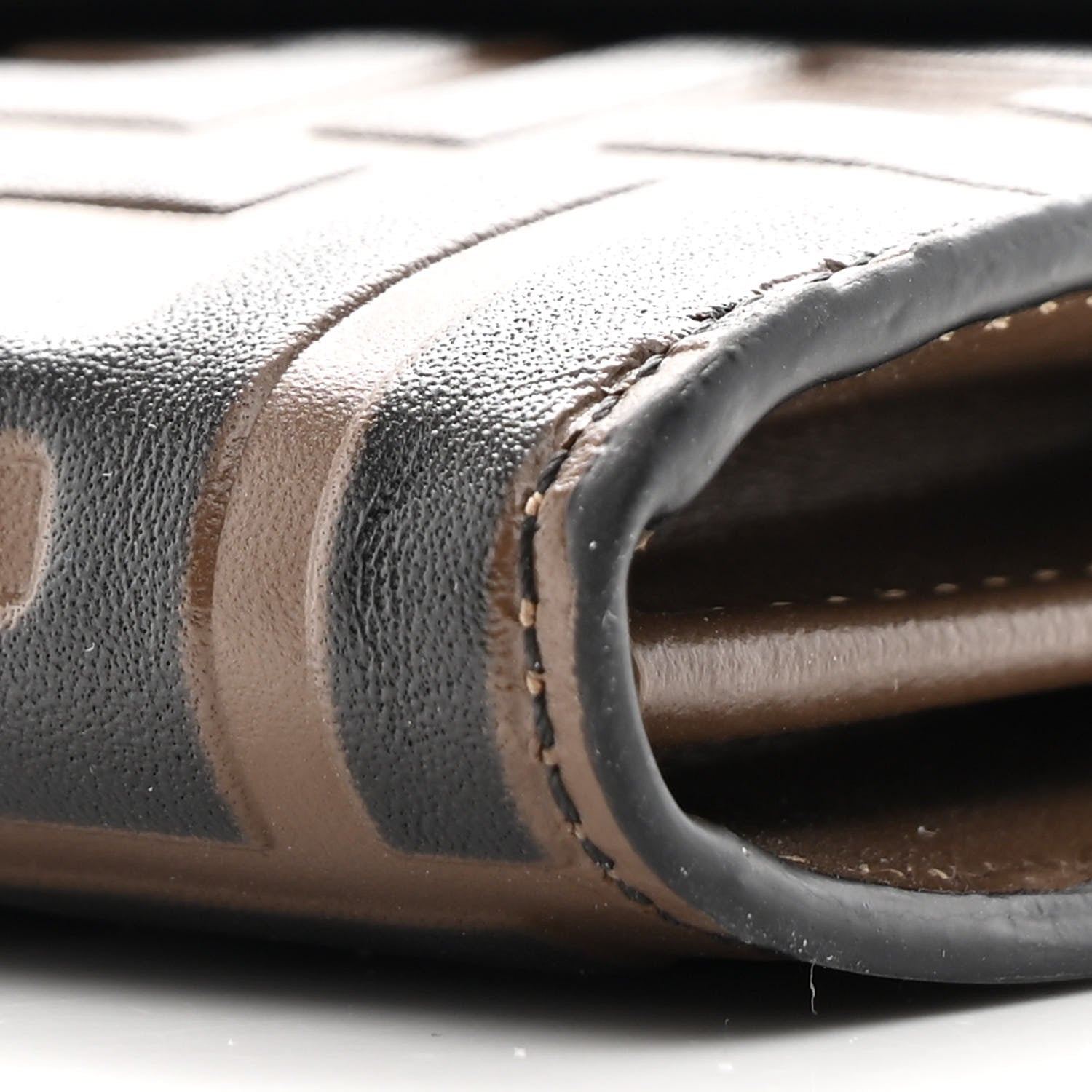 Vitello Soft F is Fendi Bi-Color FF 1974 Embossed Continental Envelope Wallet On Chain Maya Black