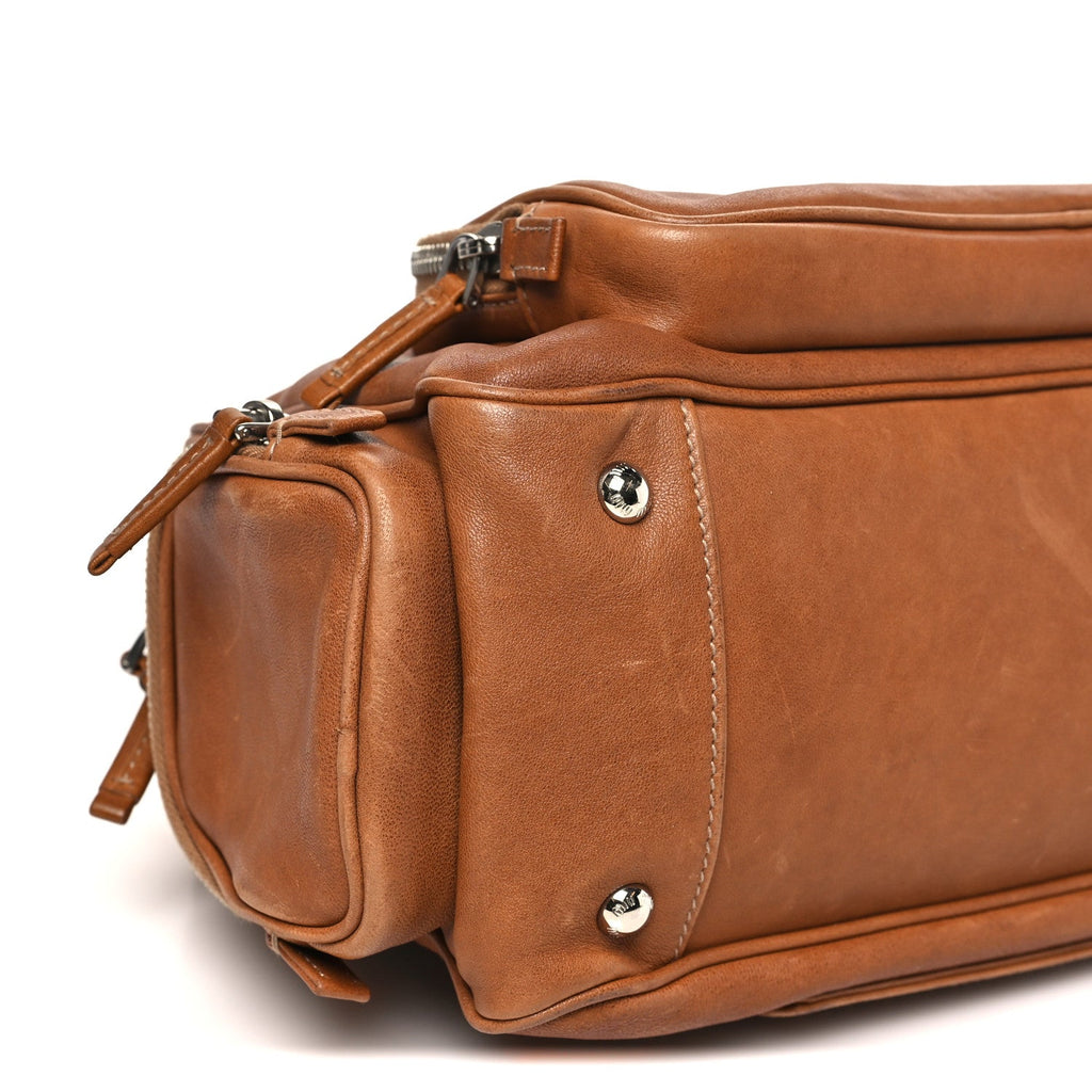 Nappa Pocket Top Handle Bag Caramel
