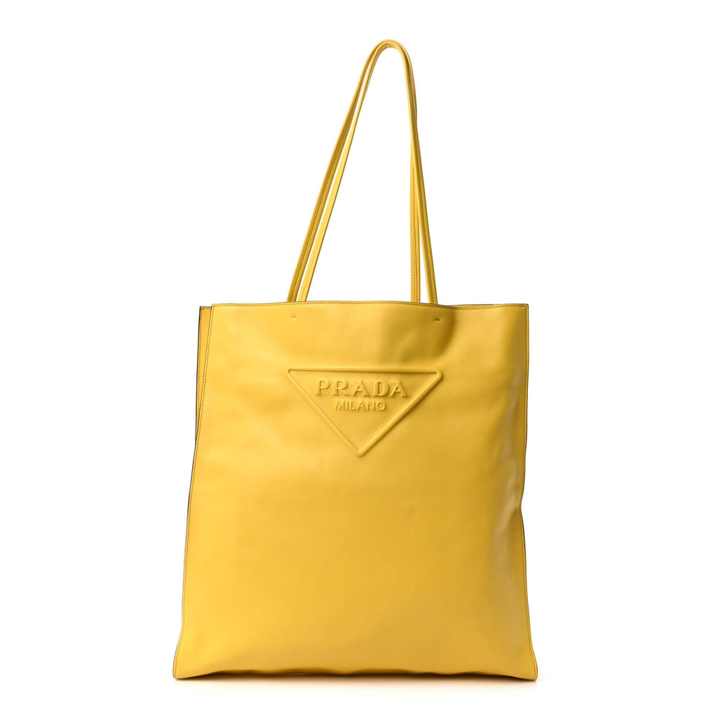 Soft Calfskin Triangle Logo Embossed Tote Sole