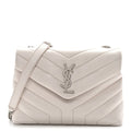 Calfskin Y Quilted Monogram Small Loulou Chain Satchel Ivory