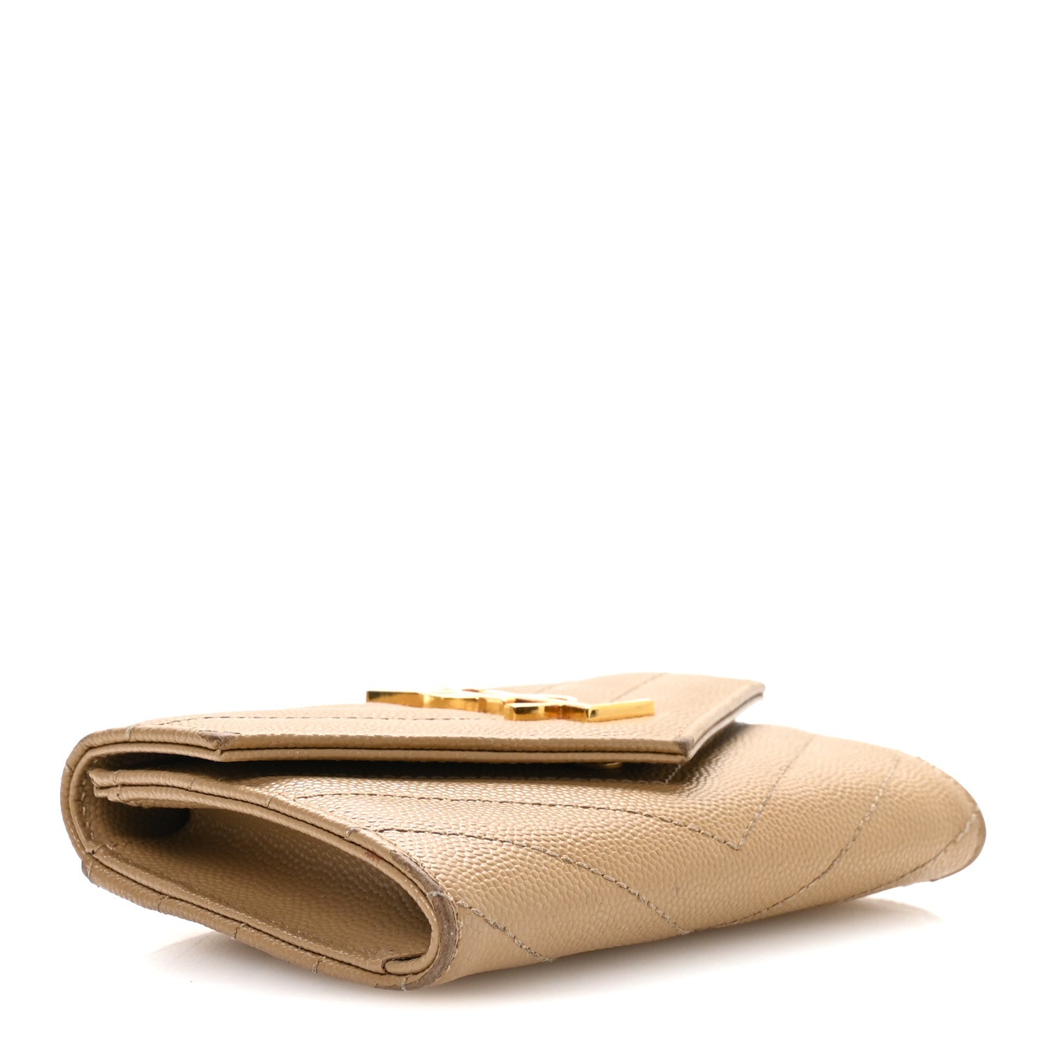 Grain De Poudre Matelasse Chevron Small Monogram Envelope Wallet Dark Latte