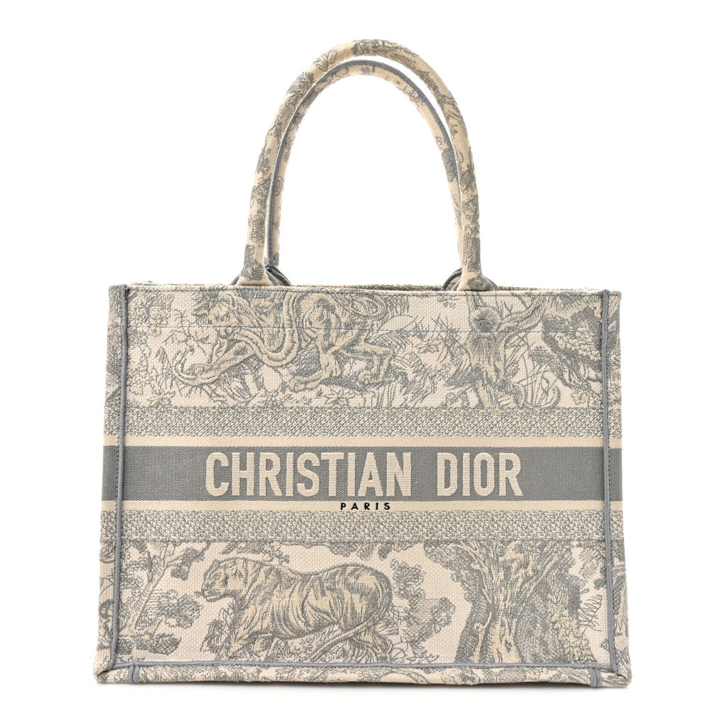 Canvas Embroidered Medium Dioriviera Toile De Jouy Book Tote Gray