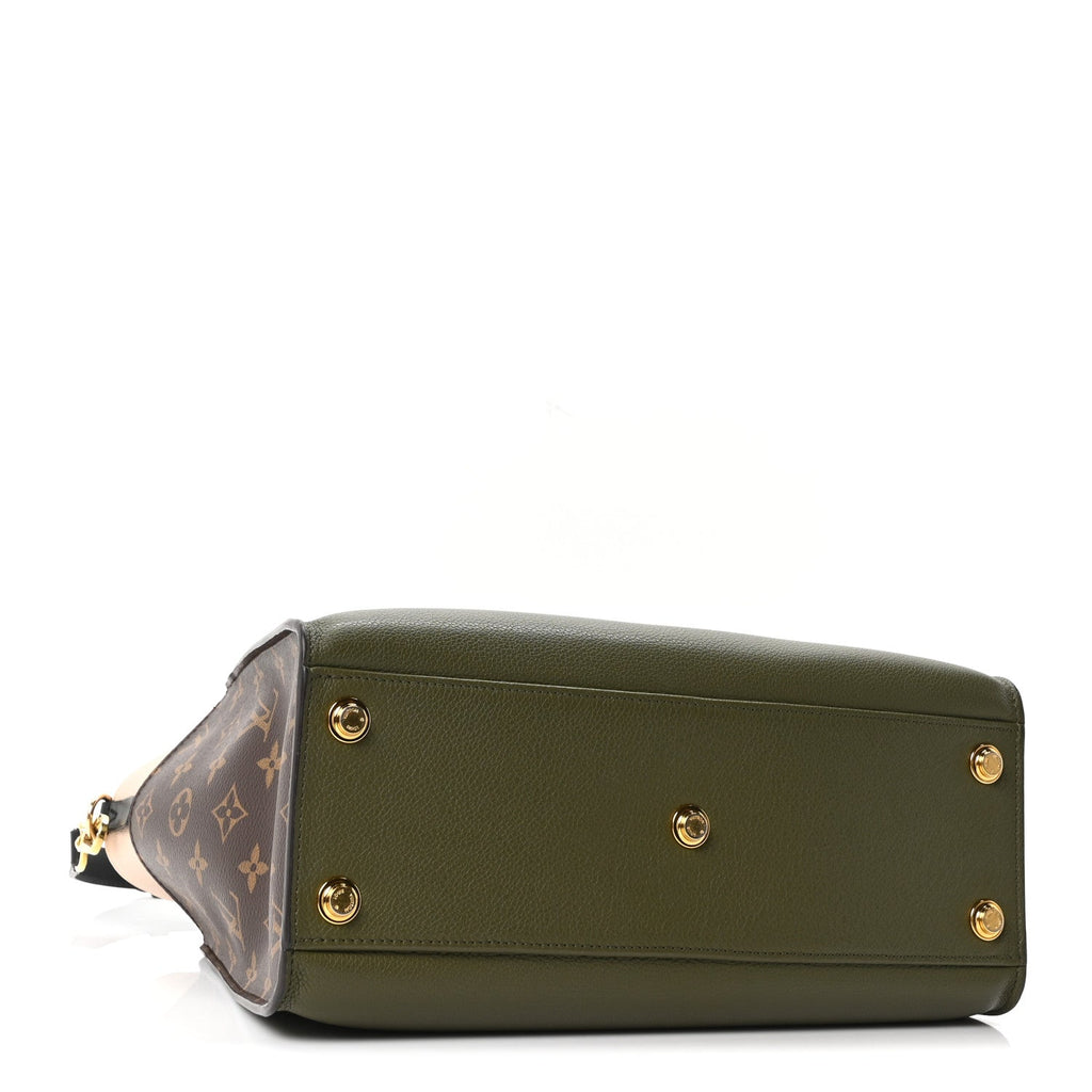 Calfskin Monogram On My Side MM Laurier Green Toffee Latte Beige