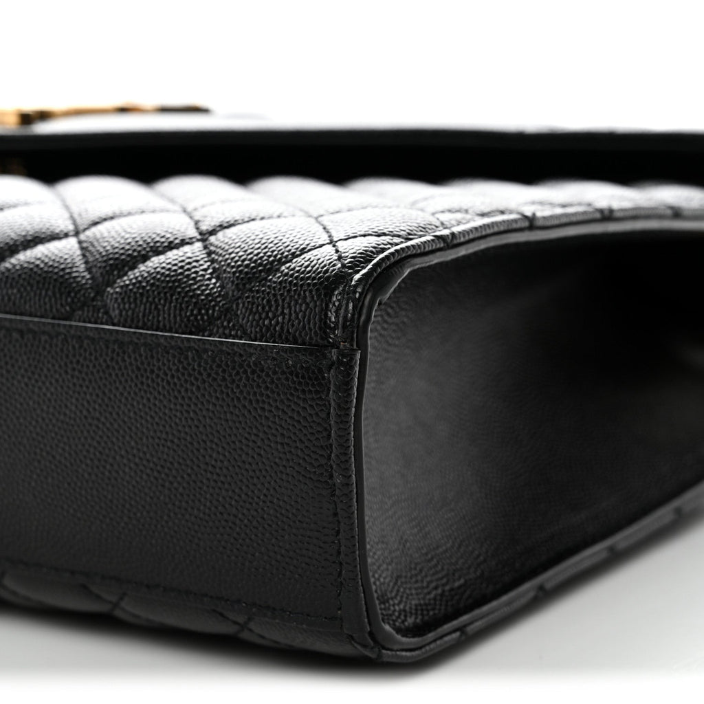 Grain De Poudre Textured Mixed Matelasse Large Triquilt Monogram Satchel Black