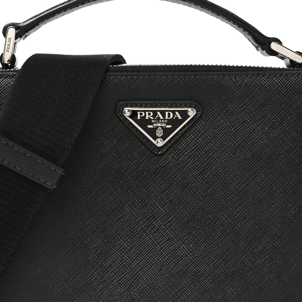 Saffiano Travel Medium Brique Crossbody Bag Black