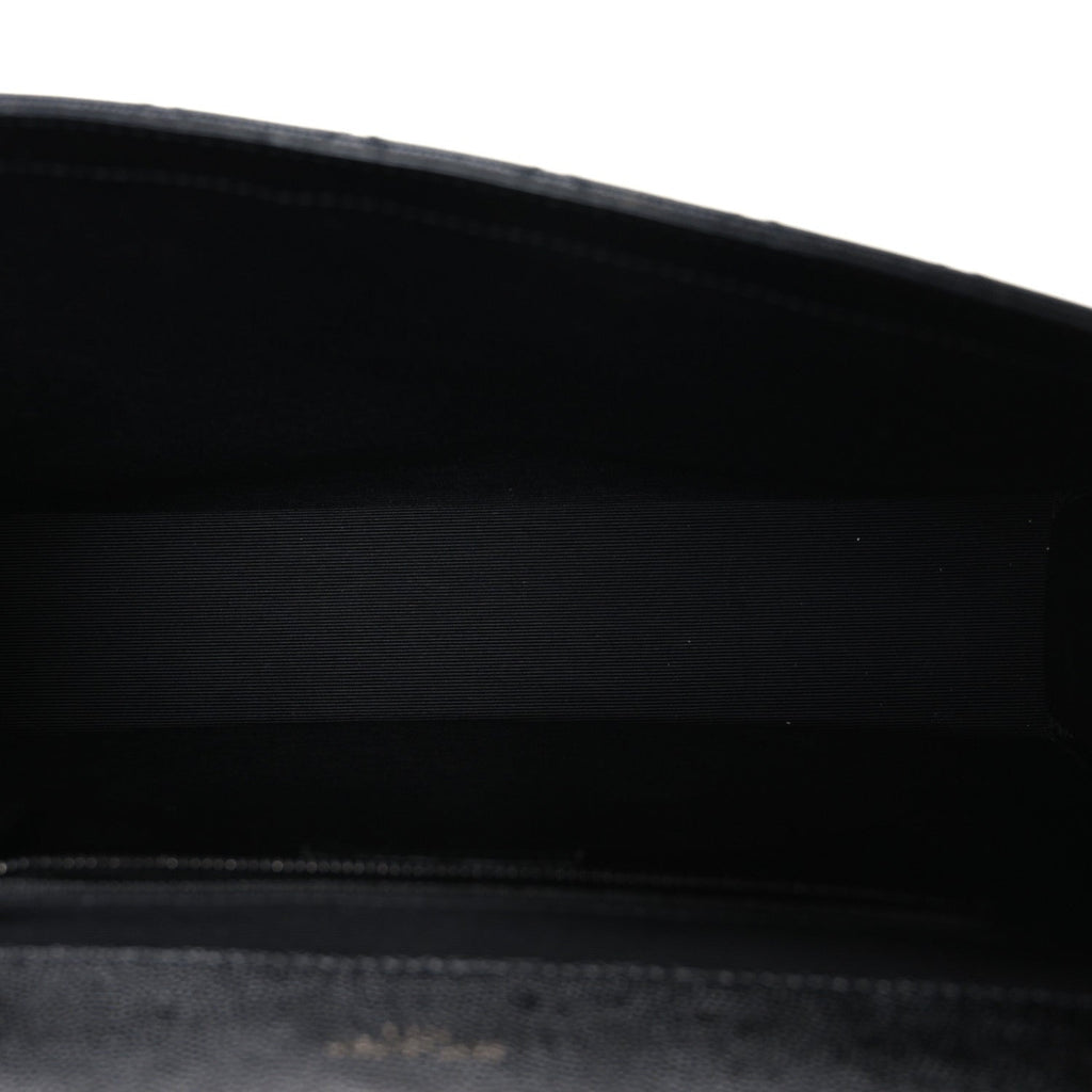 Grain De Poudre Textured Mixed Matelasse Large Triquilt Monogram Monochrome Satchel Black