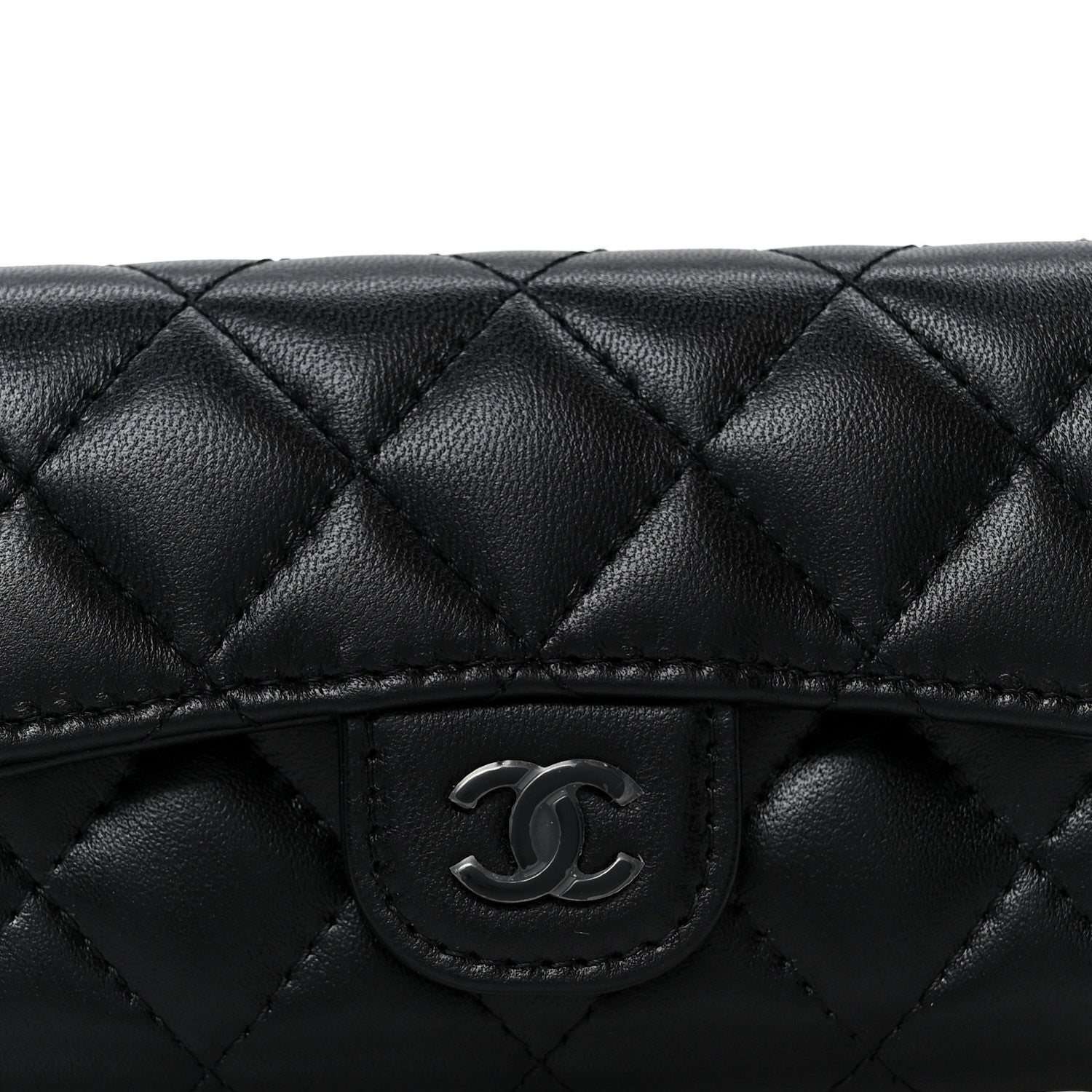 Lambskin Quilted Flap  Holder Wallet So Black