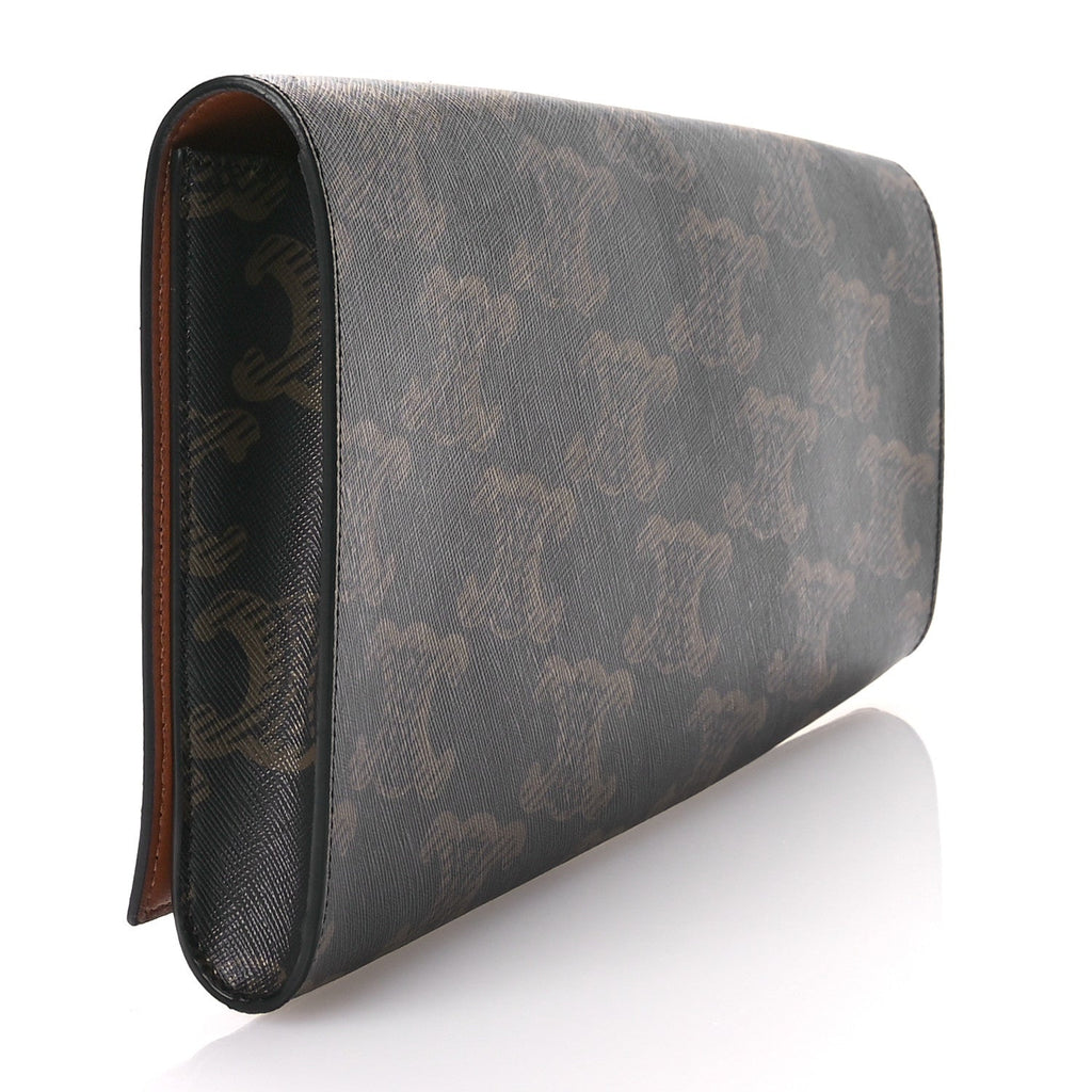 Triomphe Canvas Asymmetric Clutch Tan