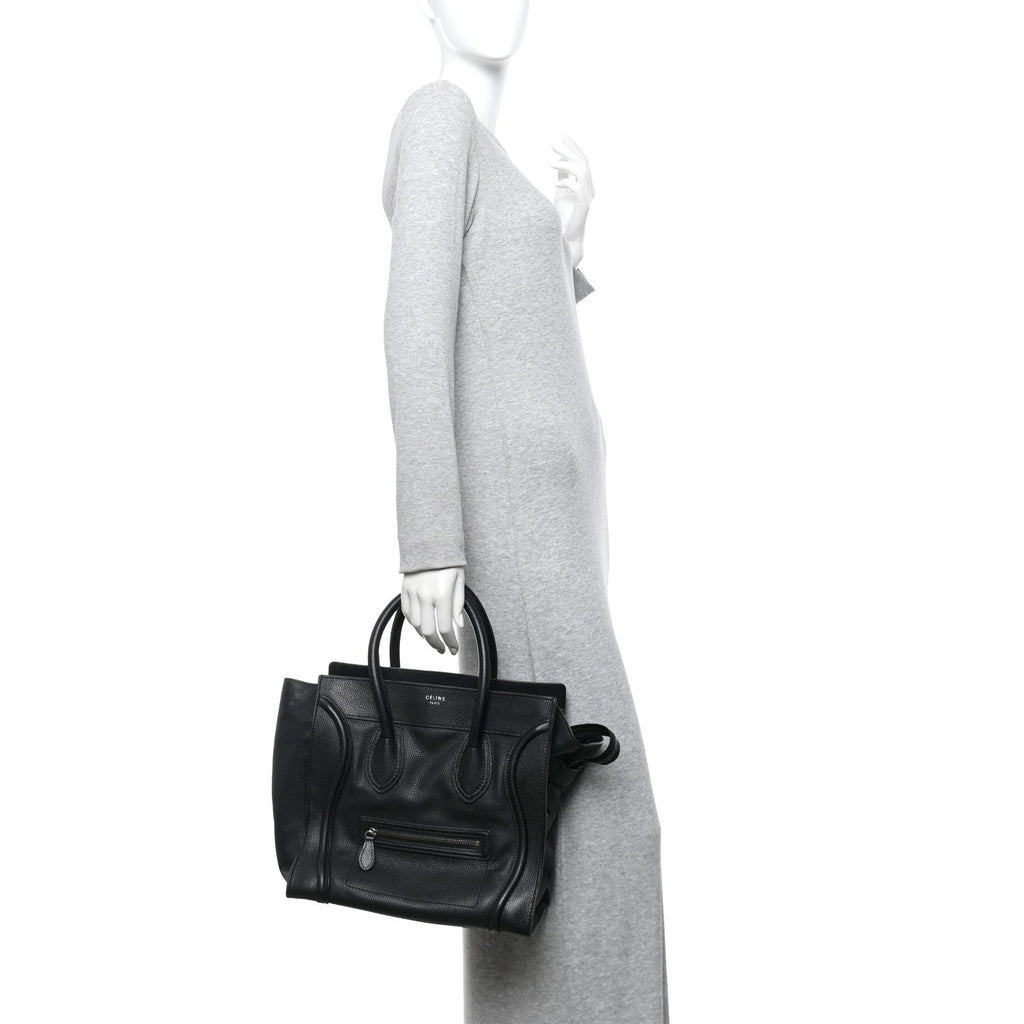 Drummed Calfskin Mini Luggage Black