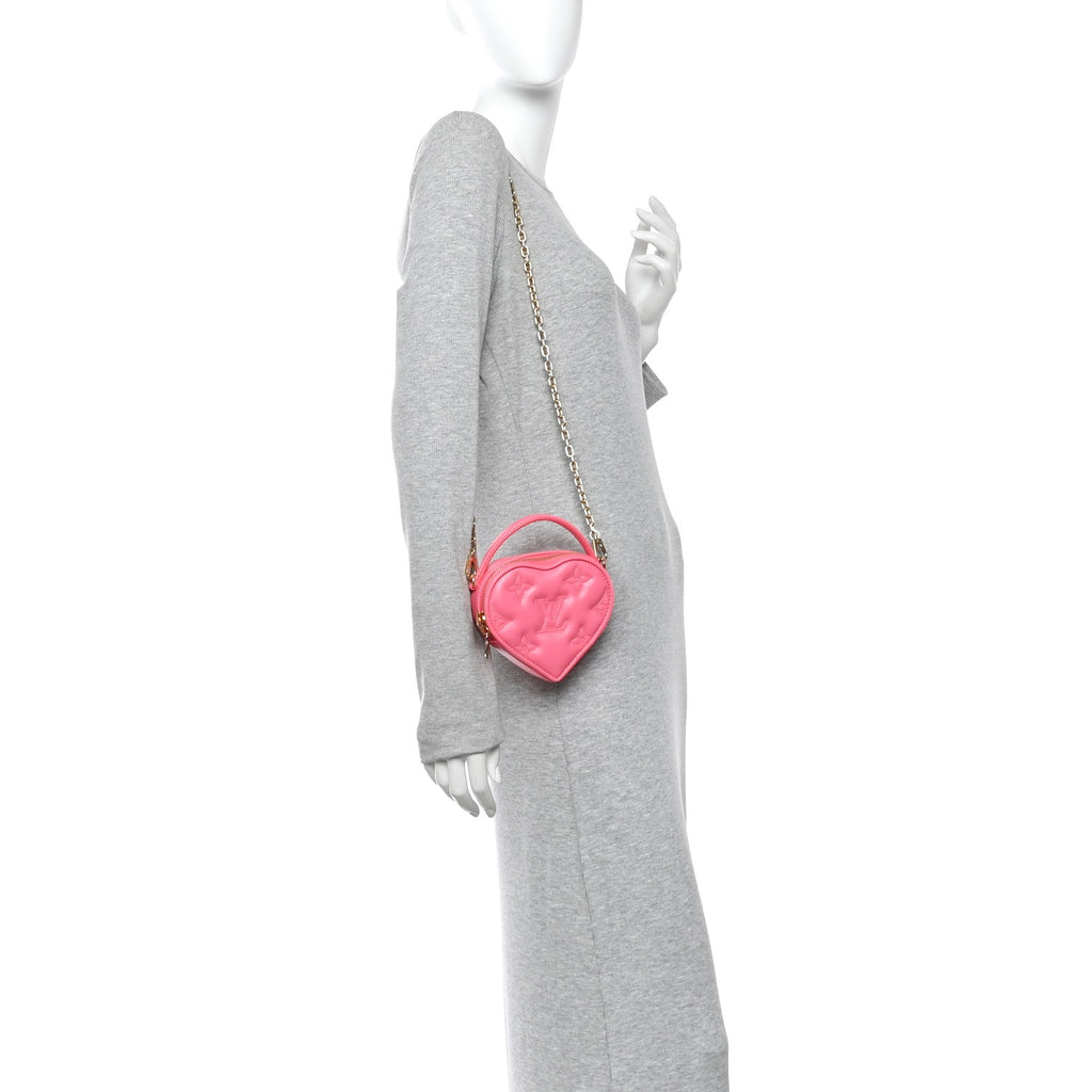 Calfskin Embroidered Monogram Pop My Heart Bag Pouch Dragon Fruit Pink