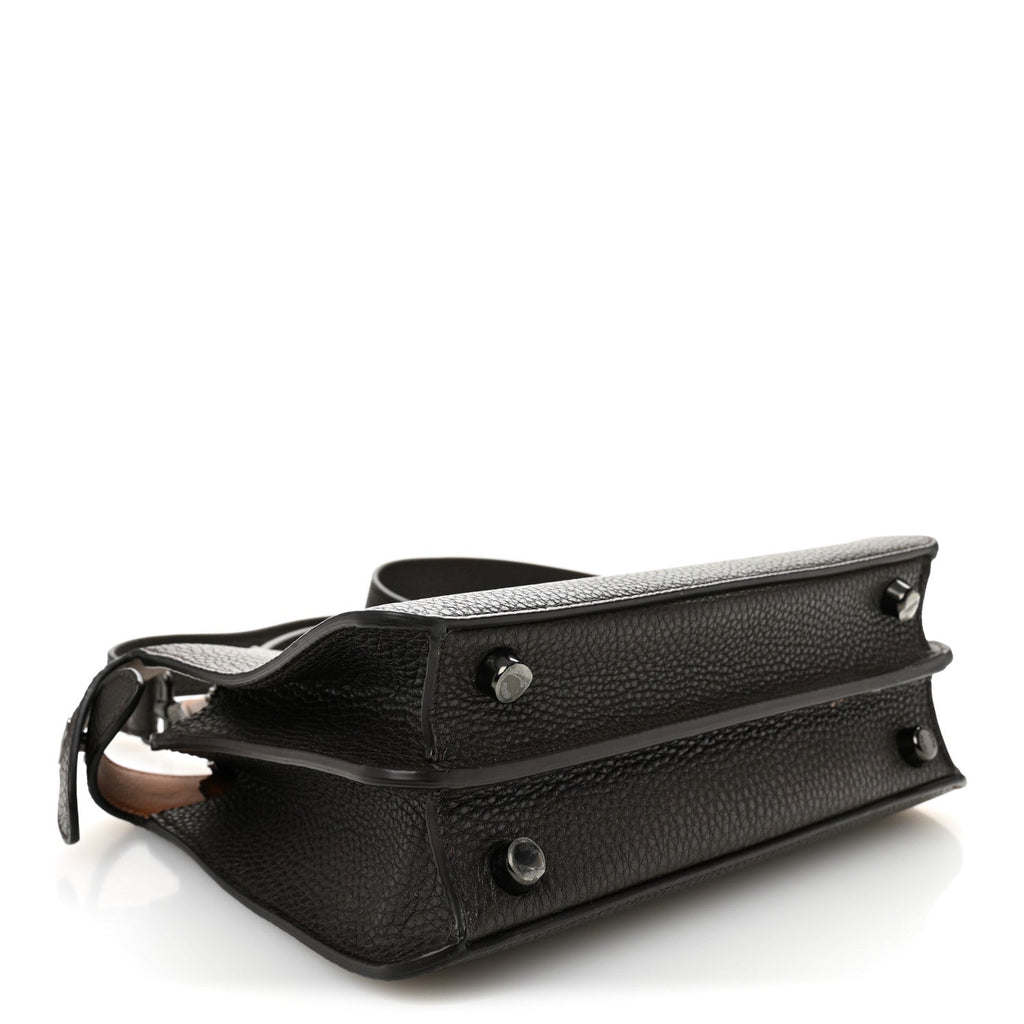 Cuoio Romano Vitello Cover Glazed Fabric Bi-Color FF 1974 Mini Peekaboo I SEE U Satchel Brown
