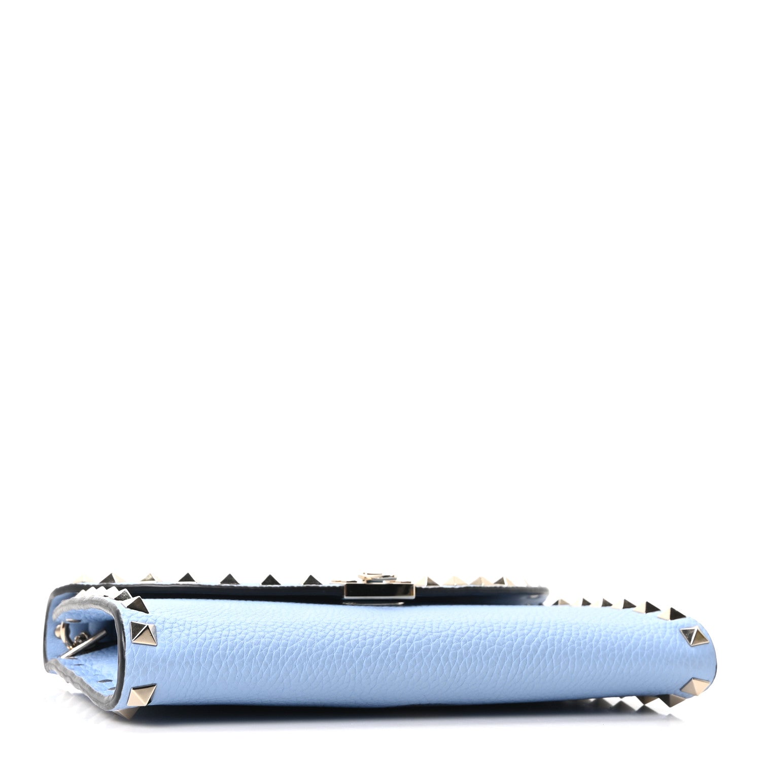 Grainy Calfskin Rockstud Flip Lock Wallet With Chain Niagra