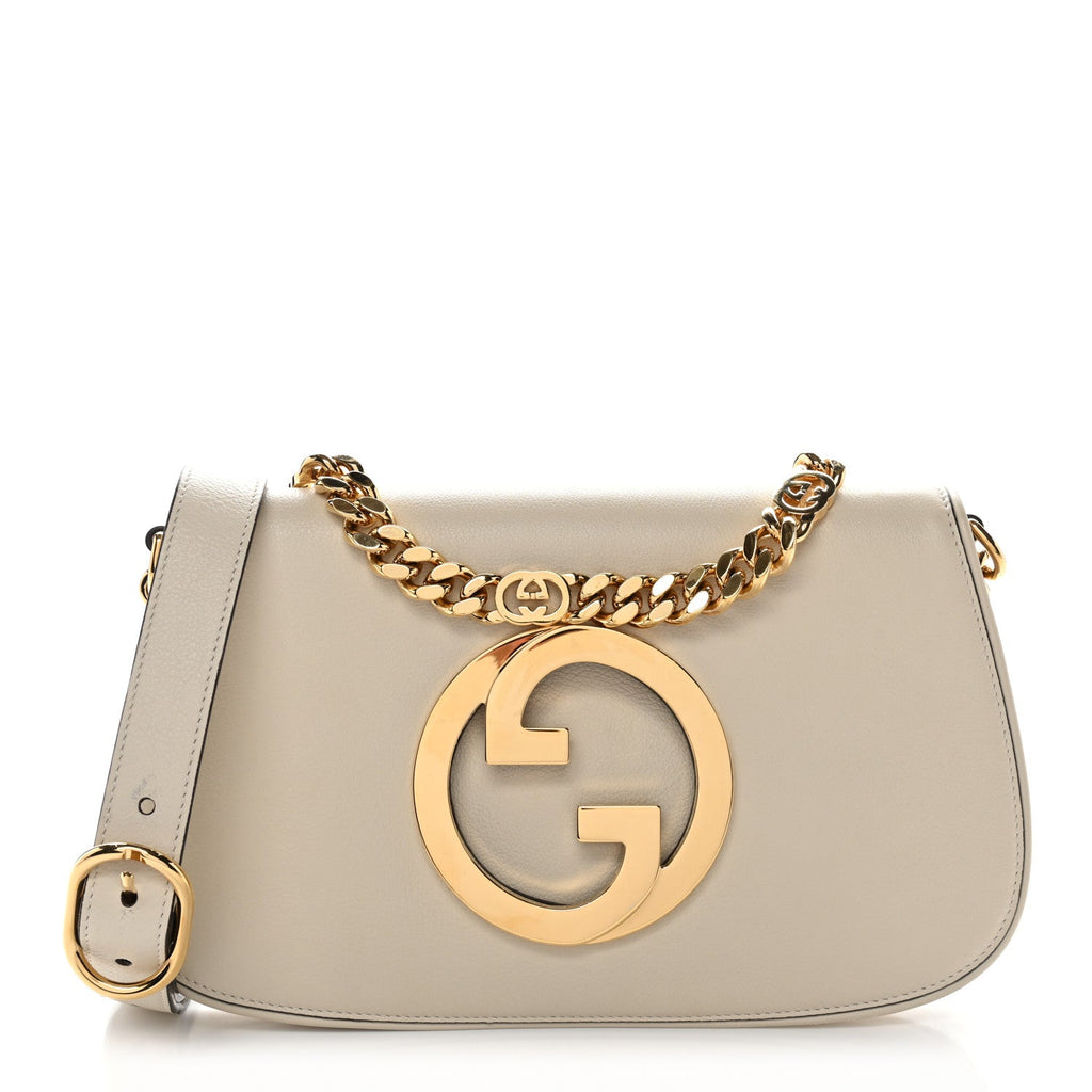 Roxy Calfskin Blondie Chain Shoulder Flap Bag Mystic White