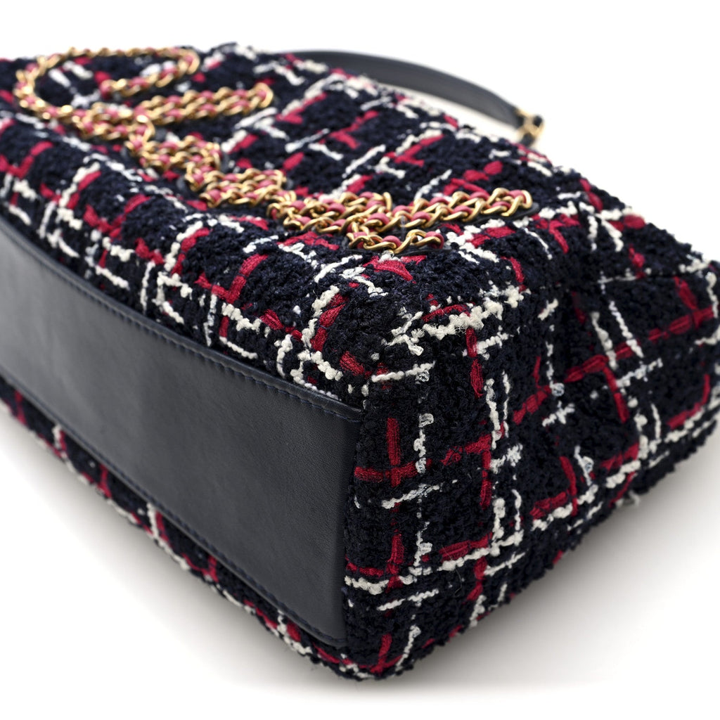 Tweed Calfskin Signe Hobo Navy Multicolor