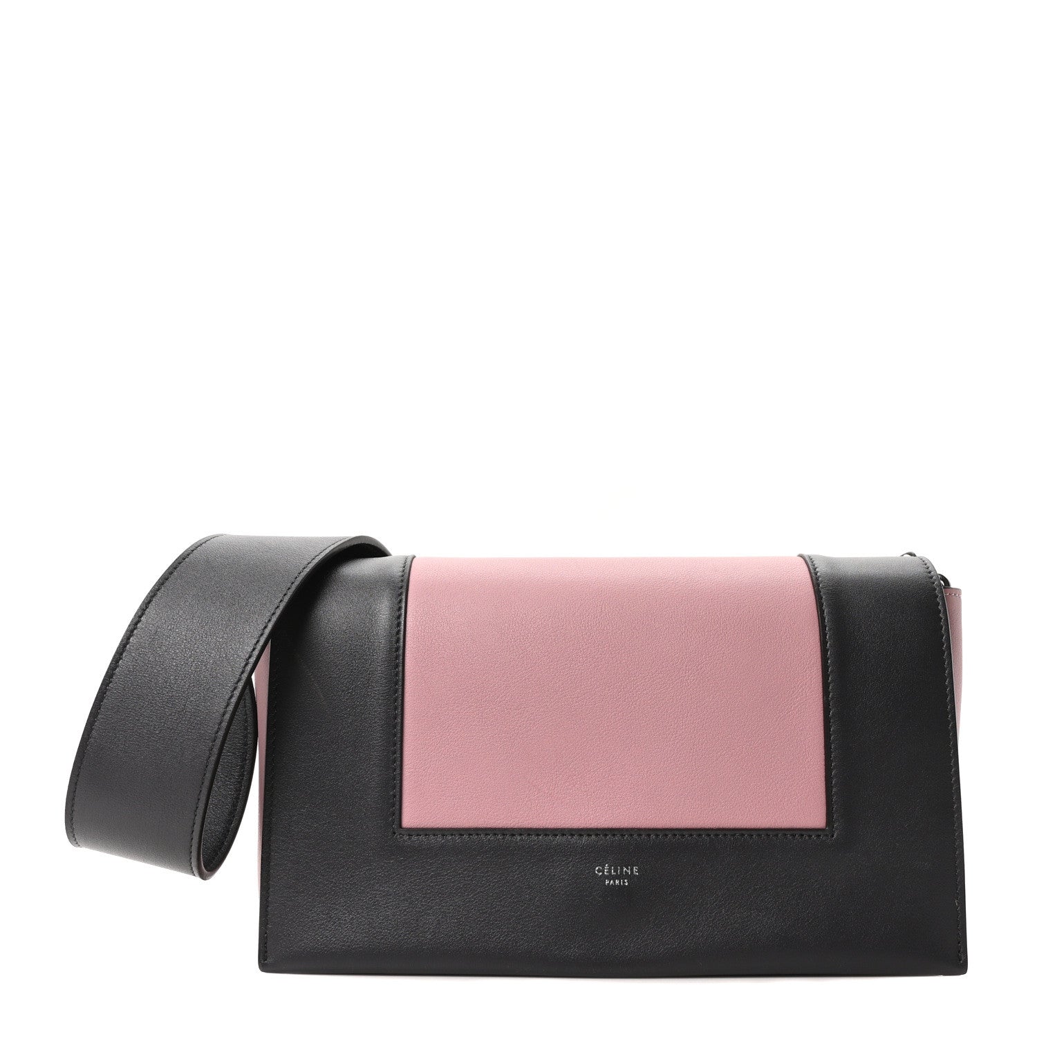 Shiny Smooth Calfskin Medium Frame Shoulder Bag Liquorice Antique Rose