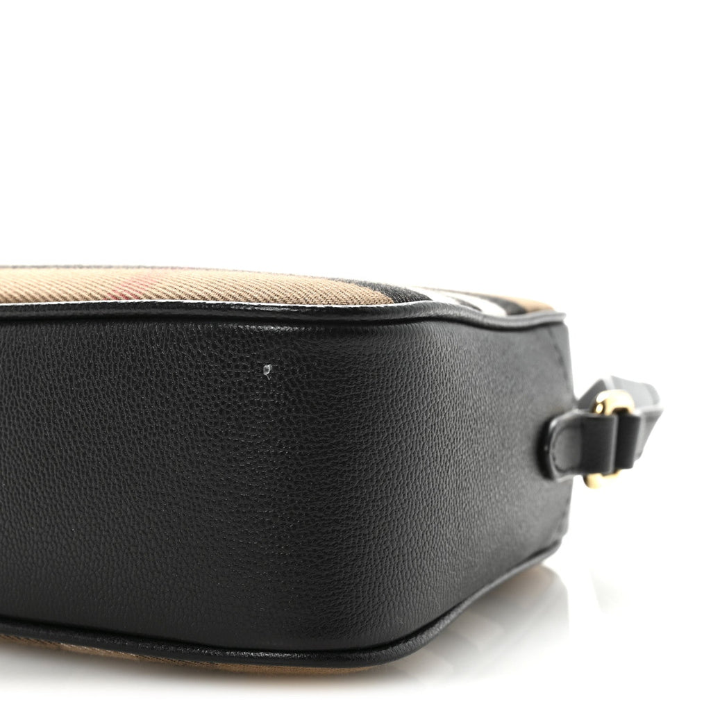 Giant Check Calfskin Large Camera Bag Black